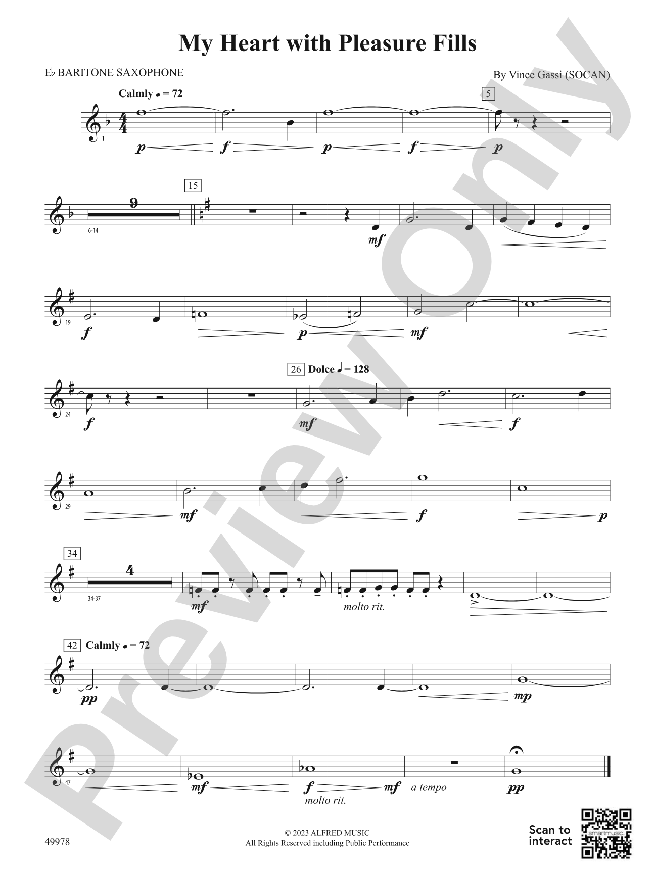 My Heart with Pleasure Fills: E-flat Baritone Saxophone