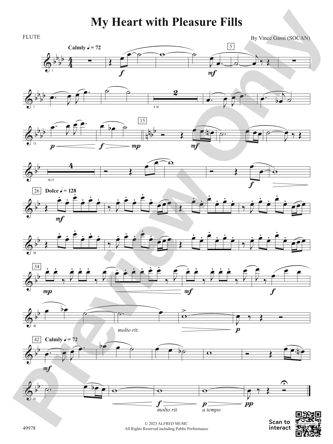 My Heart with Pleasure Fills: Flute