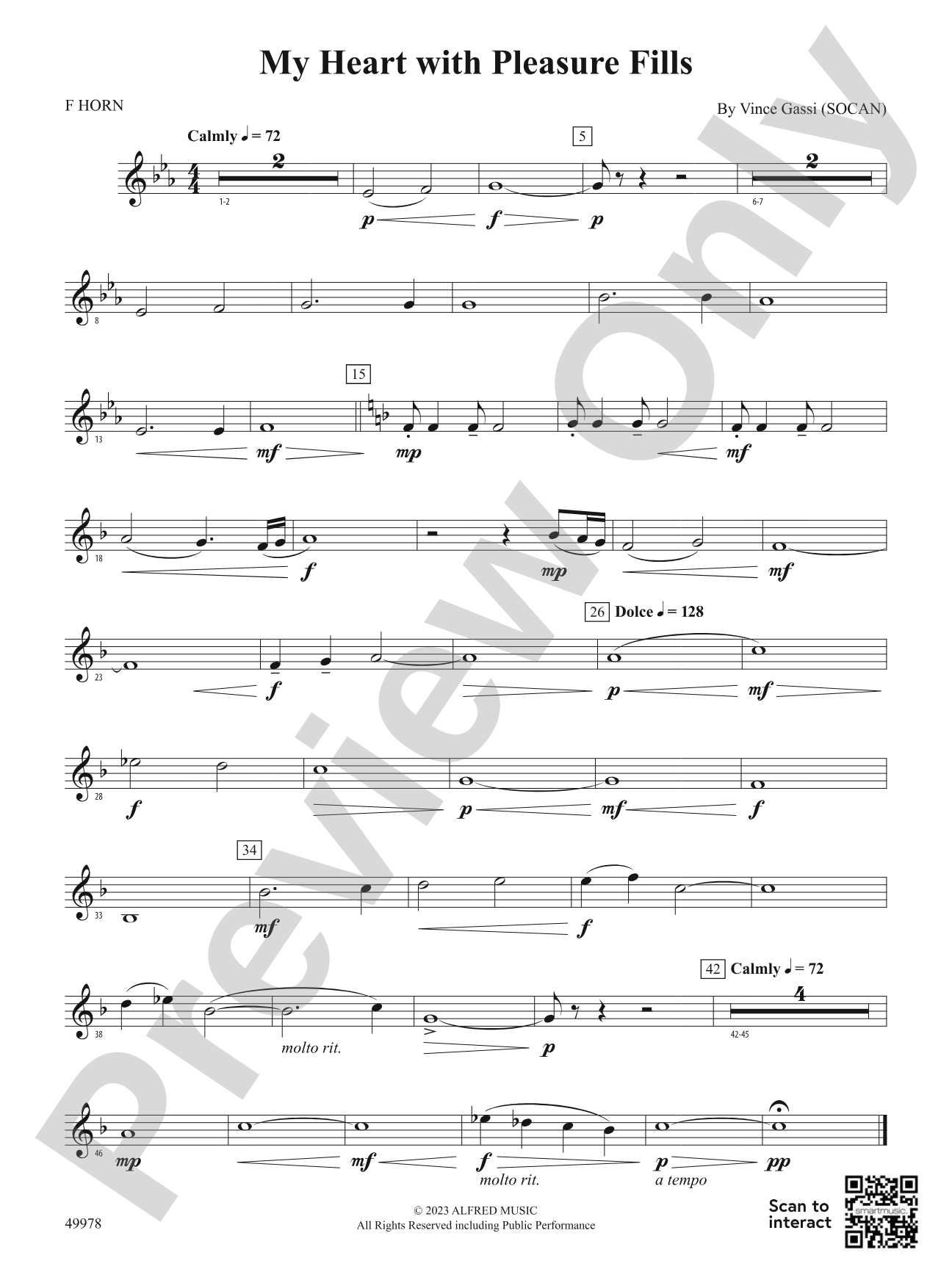 My Heart with Pleasure Fills: 1st F Horn
