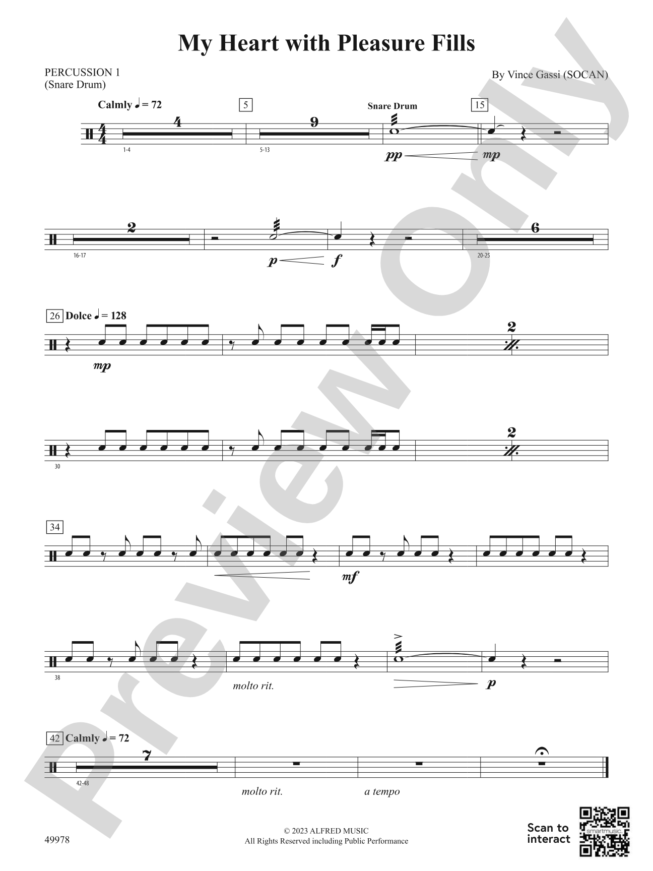 My Heart with Pleasure Fills: 1st Percussion