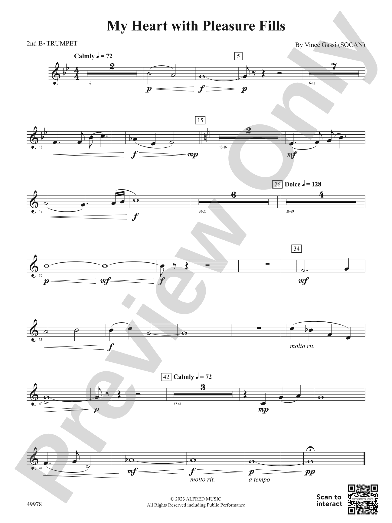 My Heart with Pleasure Fills: 2nd B-flat Trumpet