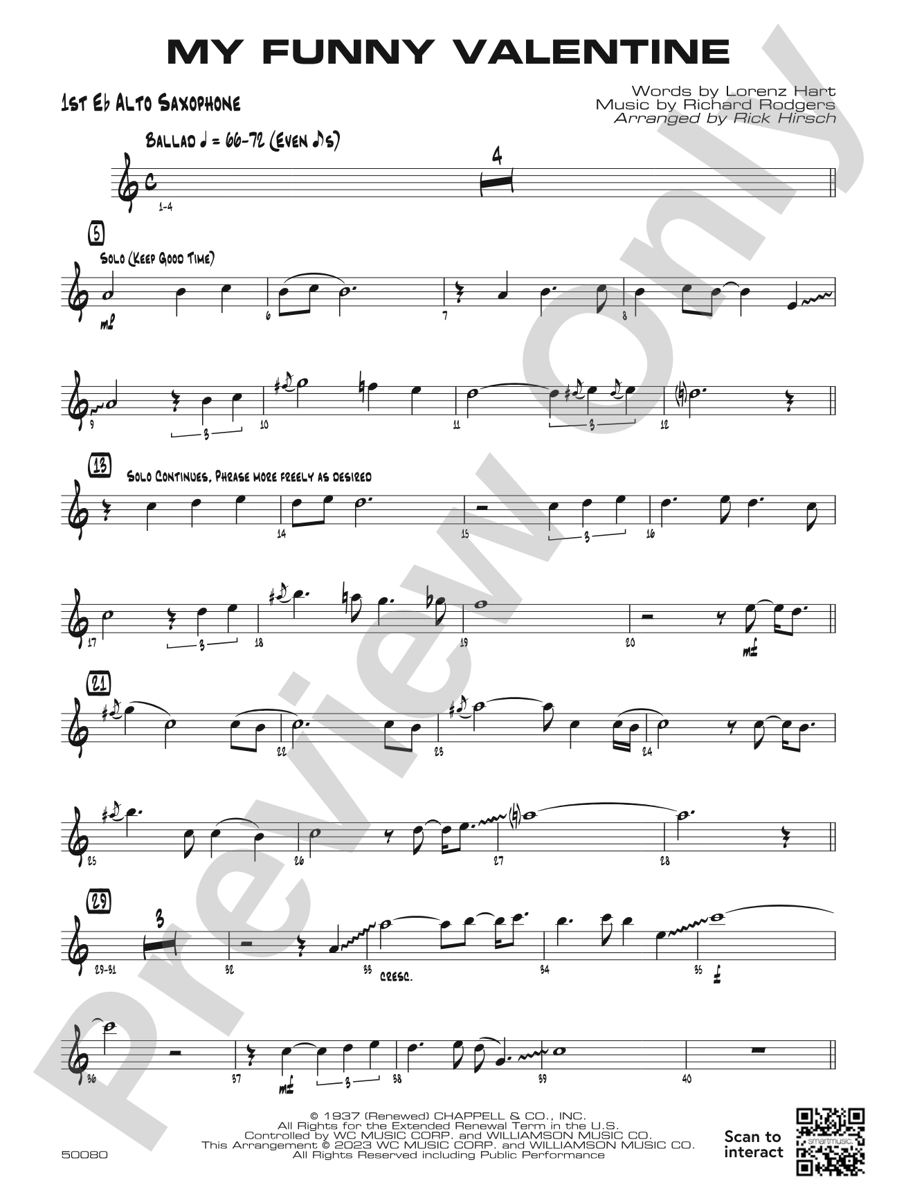 My Funny Valentine: Jazz Ensemble Conductor Score & Parts