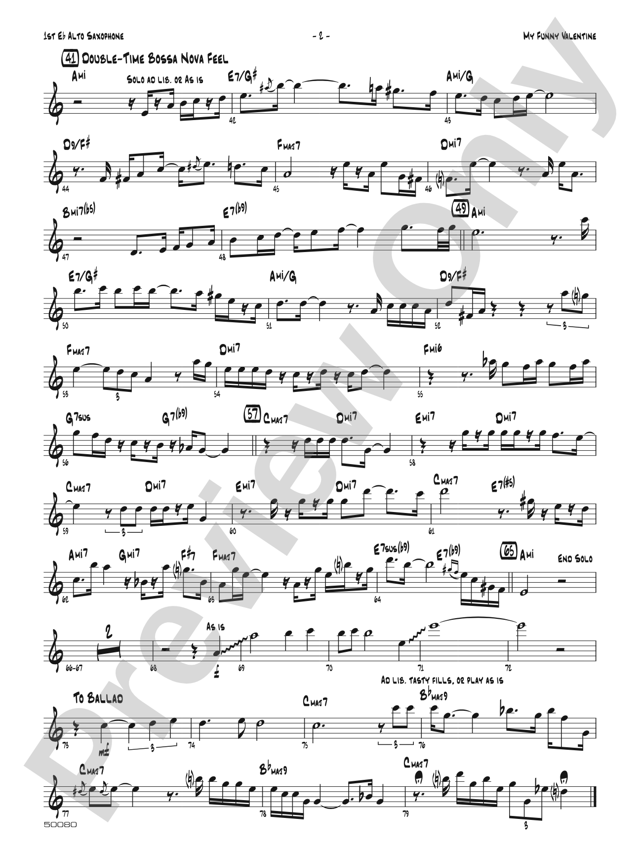 My Funny Valentine: Jazz Ensemble Conductor Score & Parts