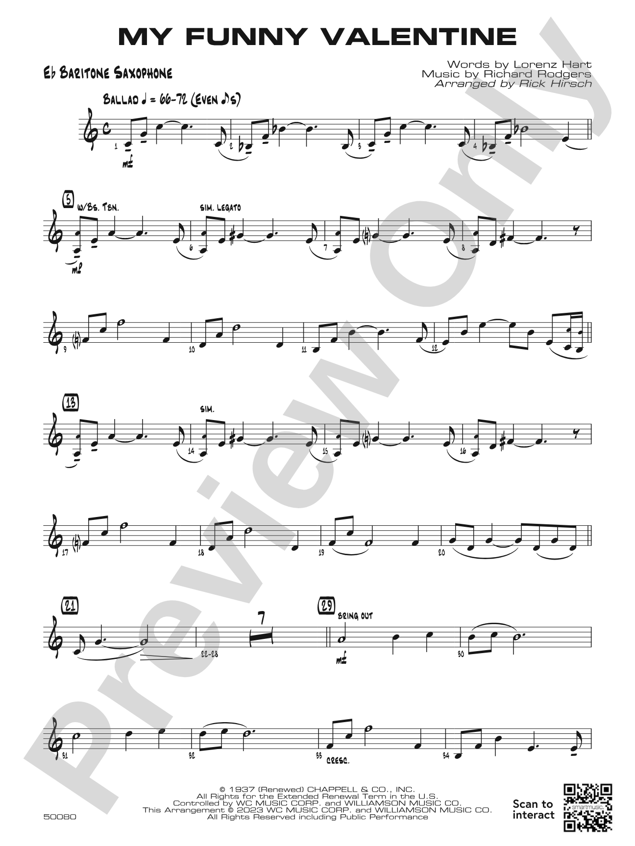 My Funny Valentine: E-flat Baritone Saxophone