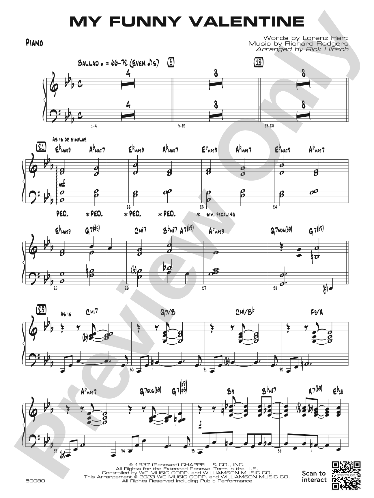 My Funny Valentine: Piano Accompaniment