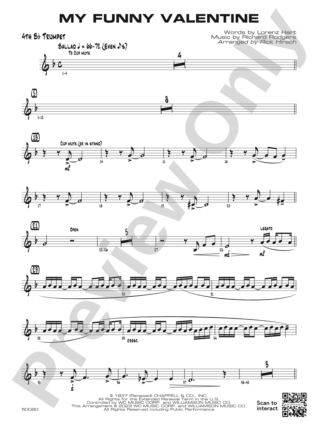 My Funny Valentine: 4th B-flat Trumpet