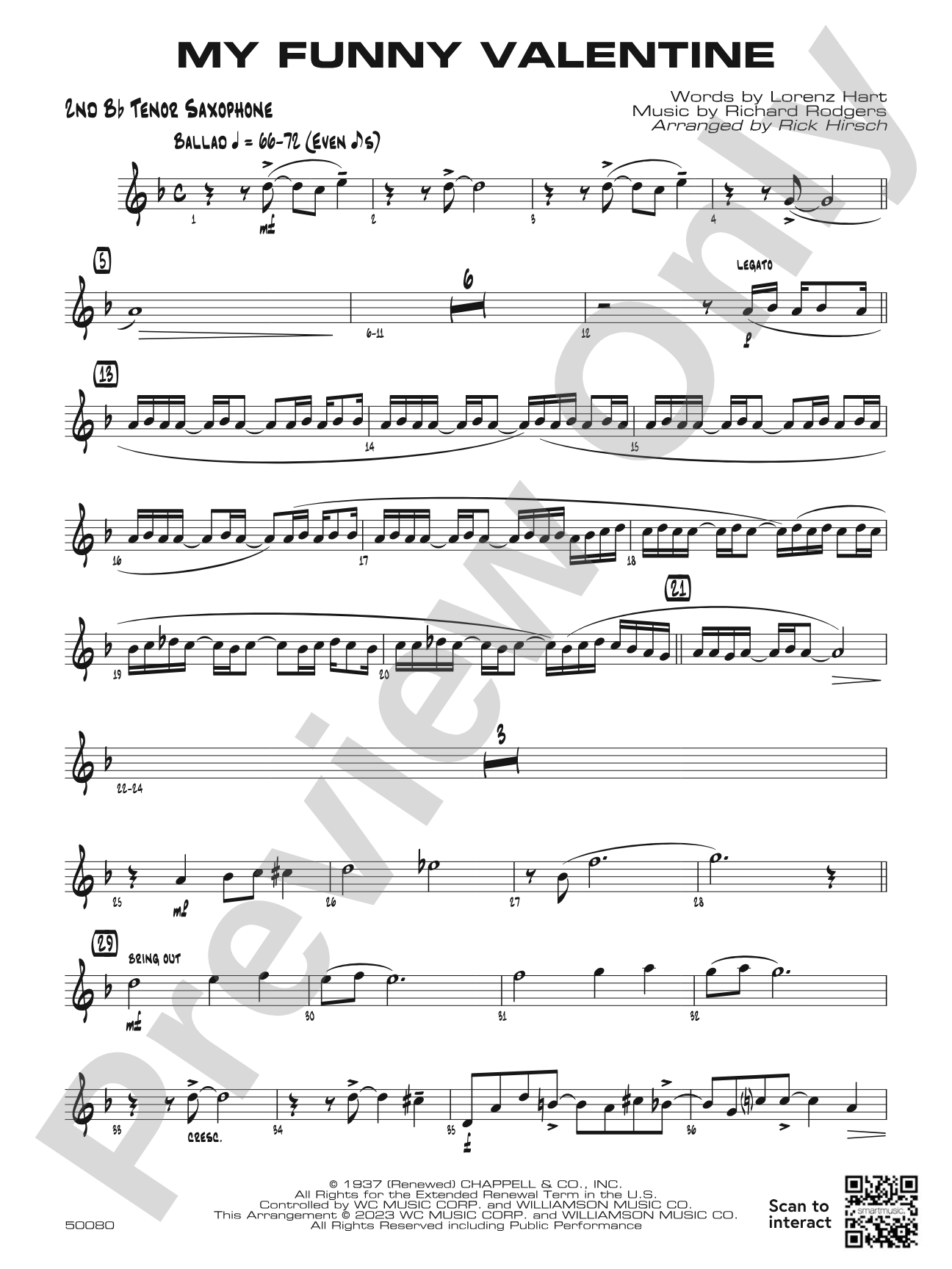 My Funny Valentine: 2nd B-flat Tenor Saxophone