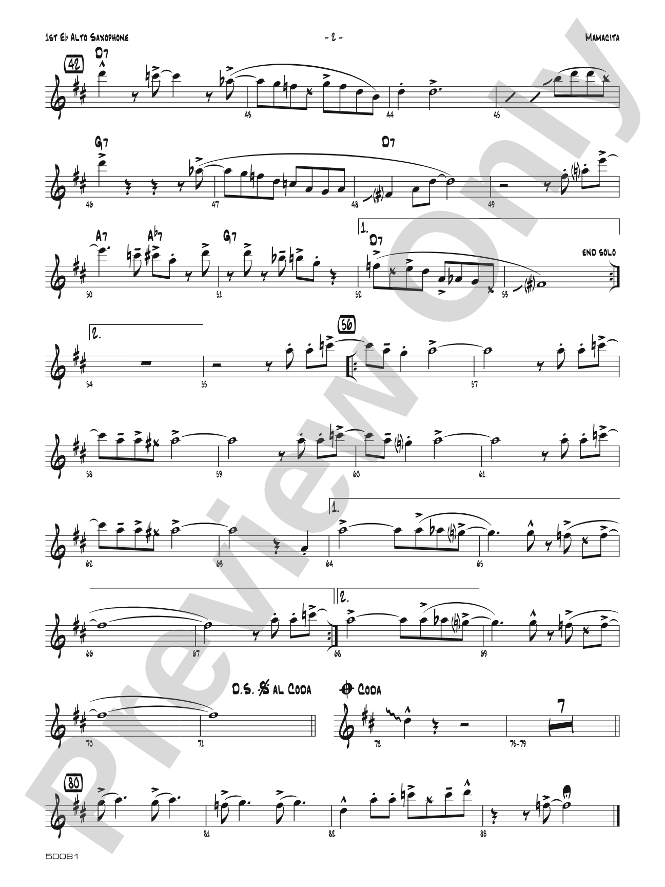 Mamacita: Jazz Ensemble Conductor Score & Parts