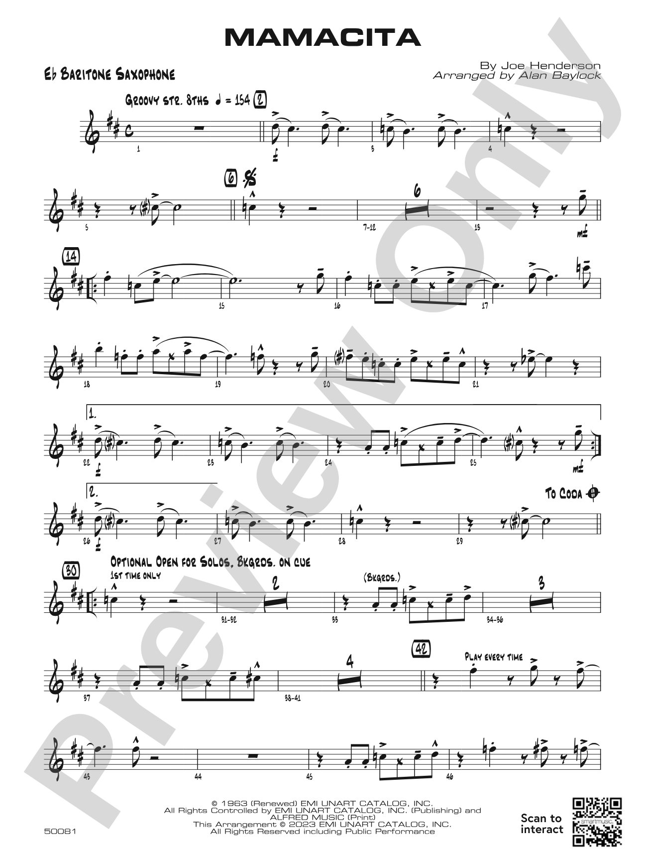 Mamacita: E-flat Baritone Saxophone