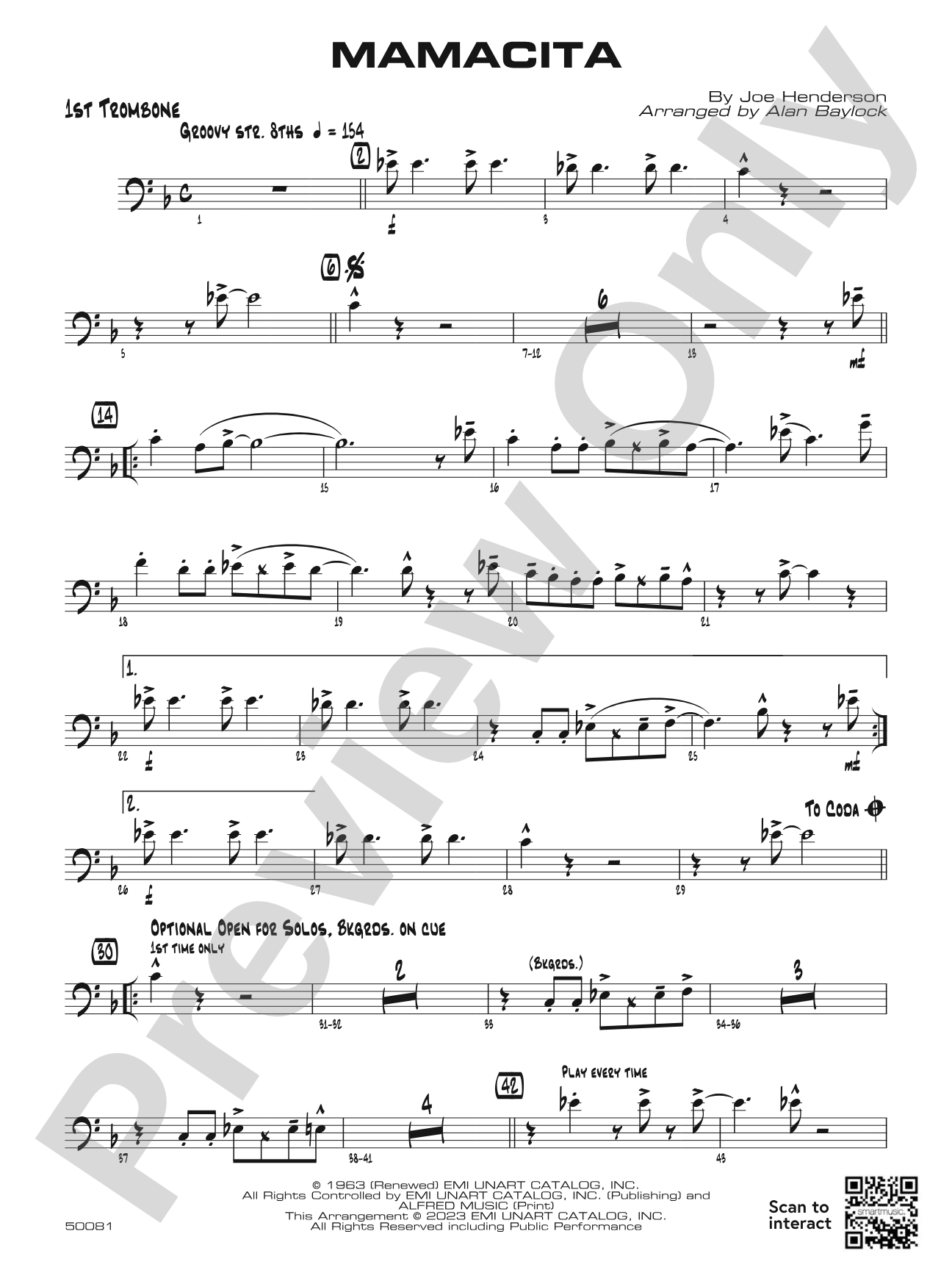 Mamacita: 1st Trombone