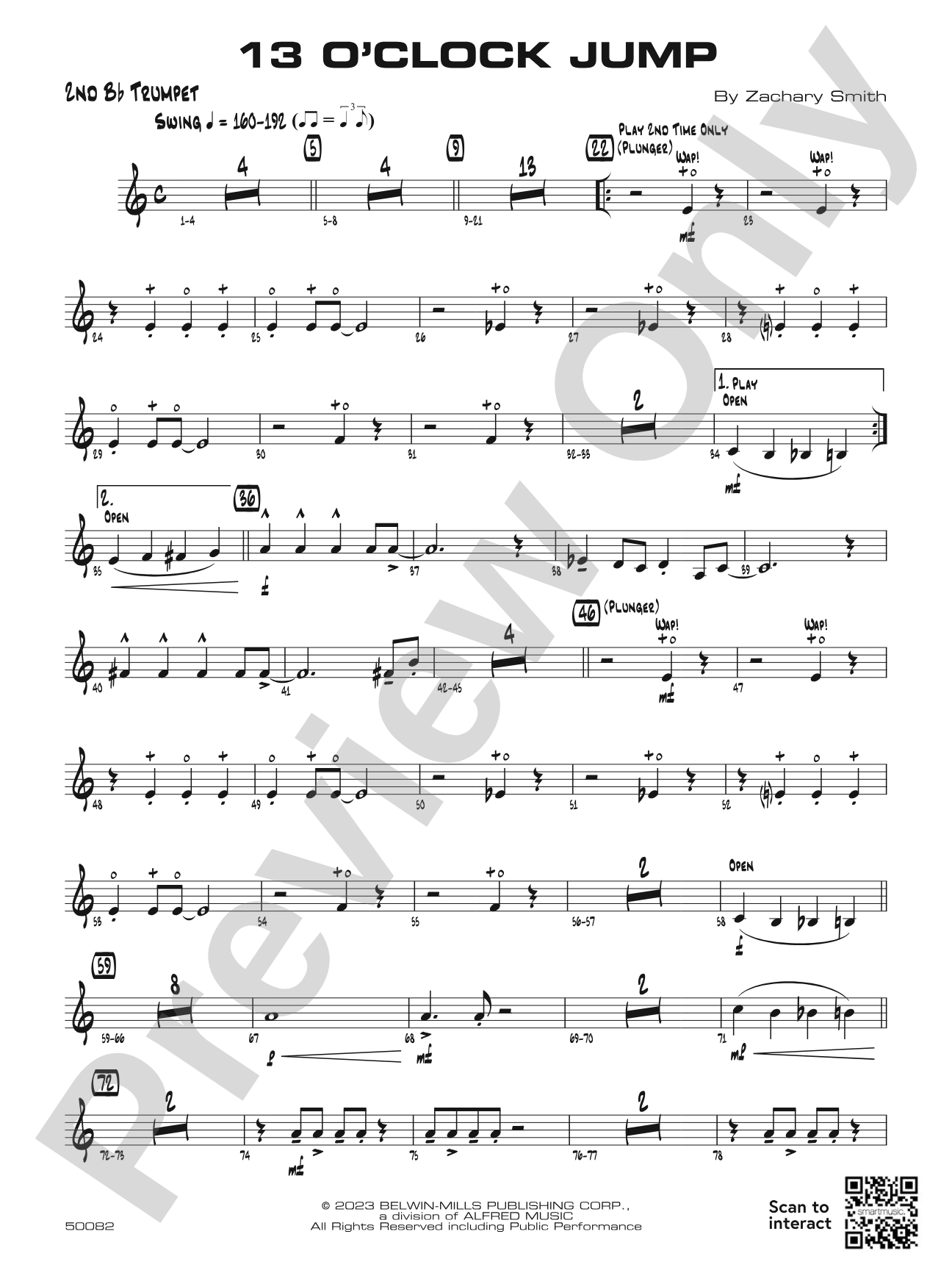 13 O'Clock Jump: 2nd B-flat Trumpet