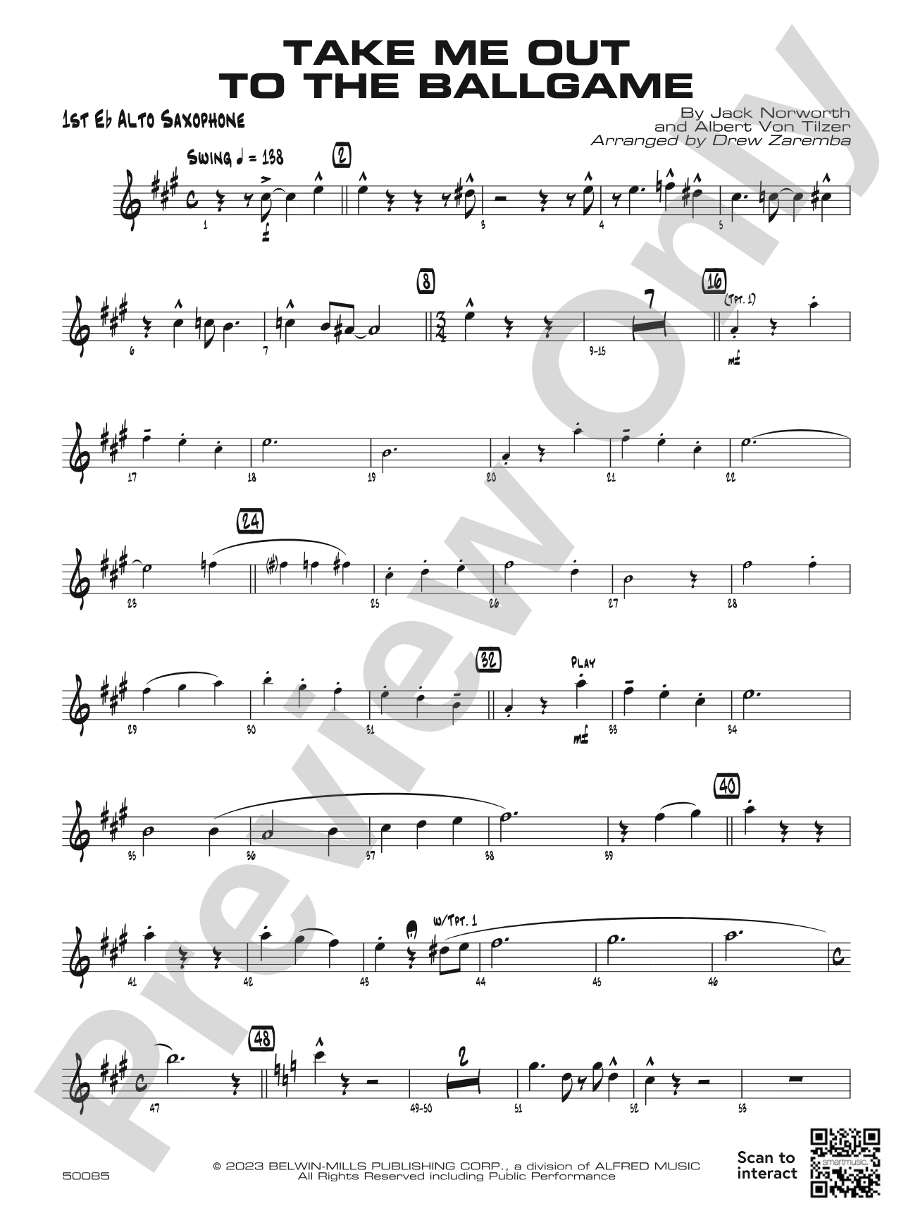 Take Me Out to the Ballgame: Jazz Ensemble Conductor Score & Parts