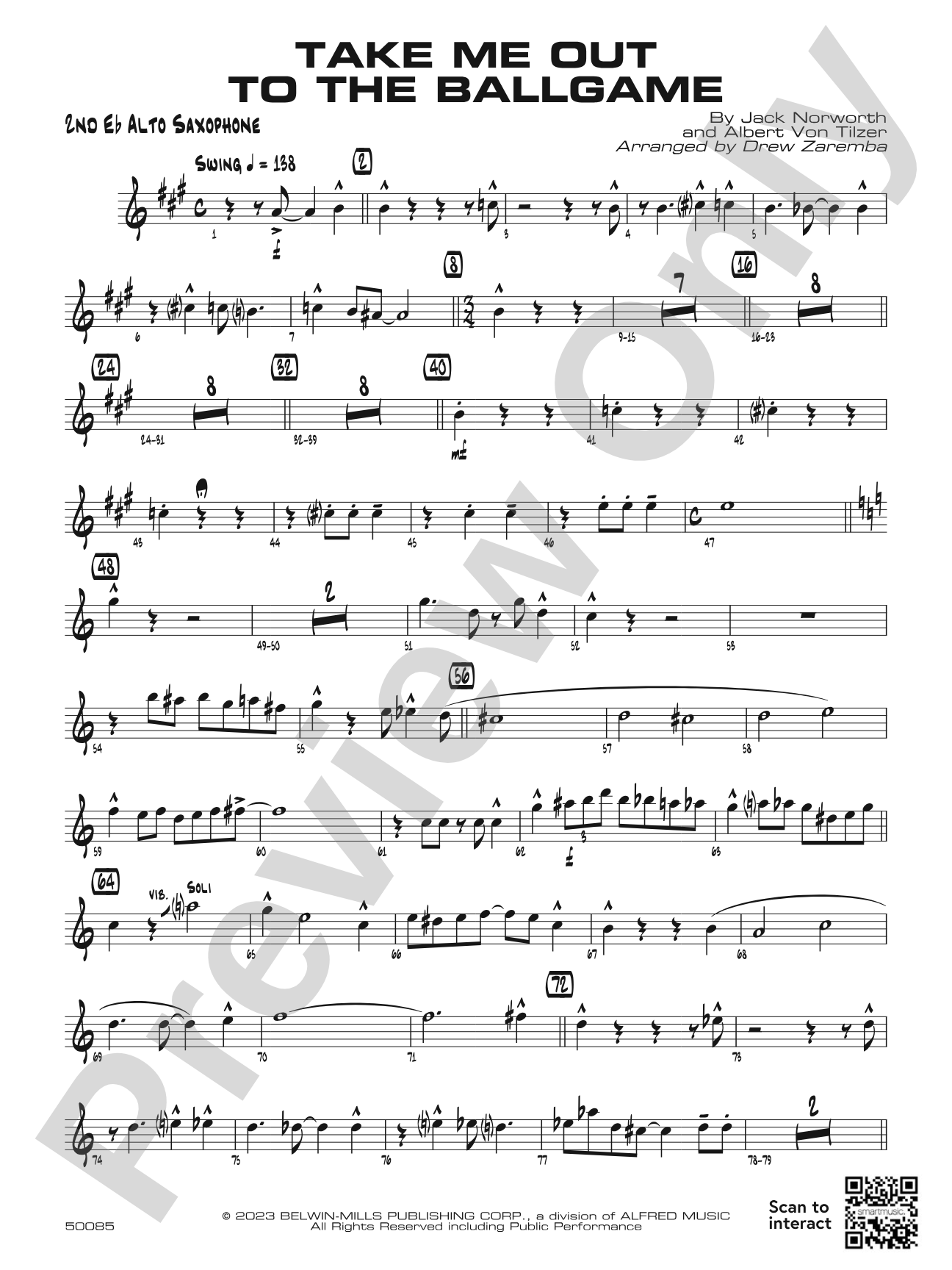 Take Me Out to the Ballgame: 2nd E-flat Alto Saxophone
