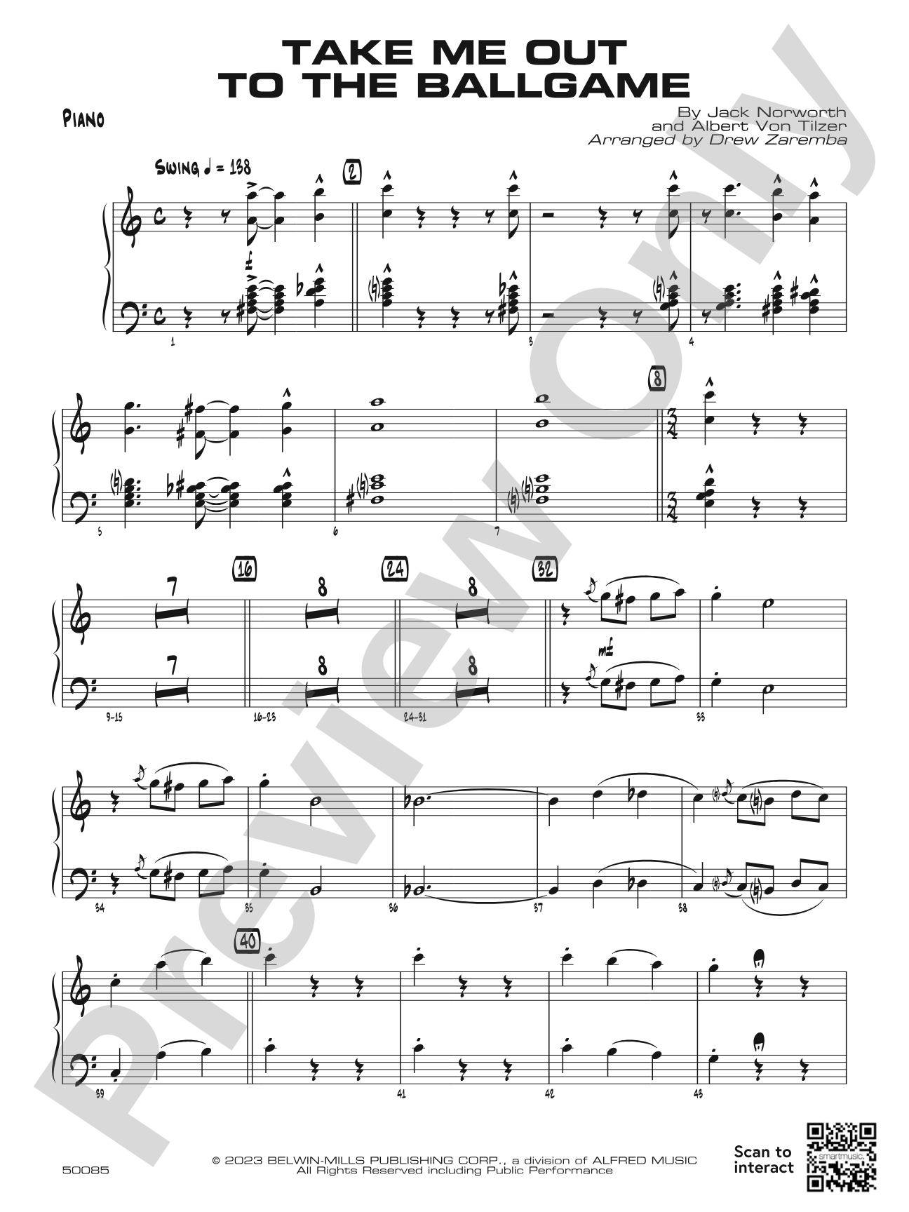 Take Me Out to the Ballgame: Piano Accompaniment