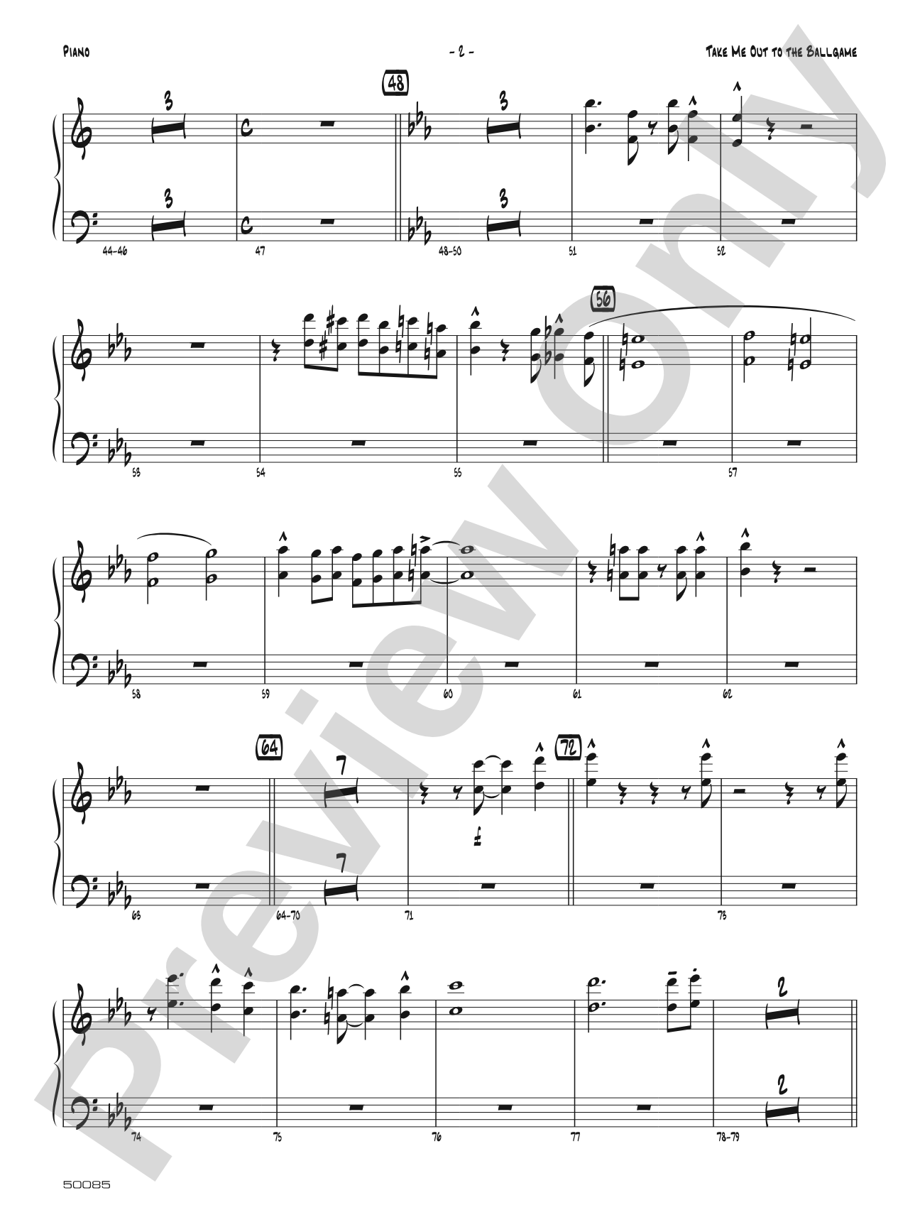 Take Me Out to the Ballgame: Piano Accompaniment