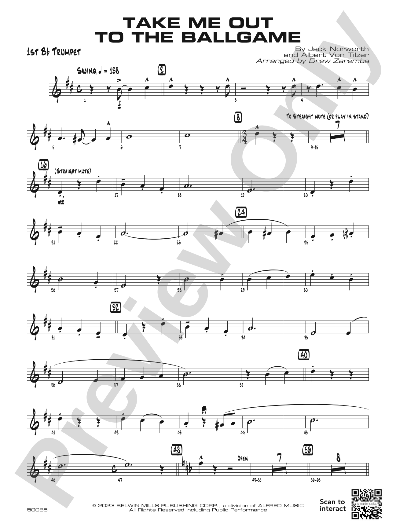 Take Me Out to the Ballgame: 1st B-flat Trumpet