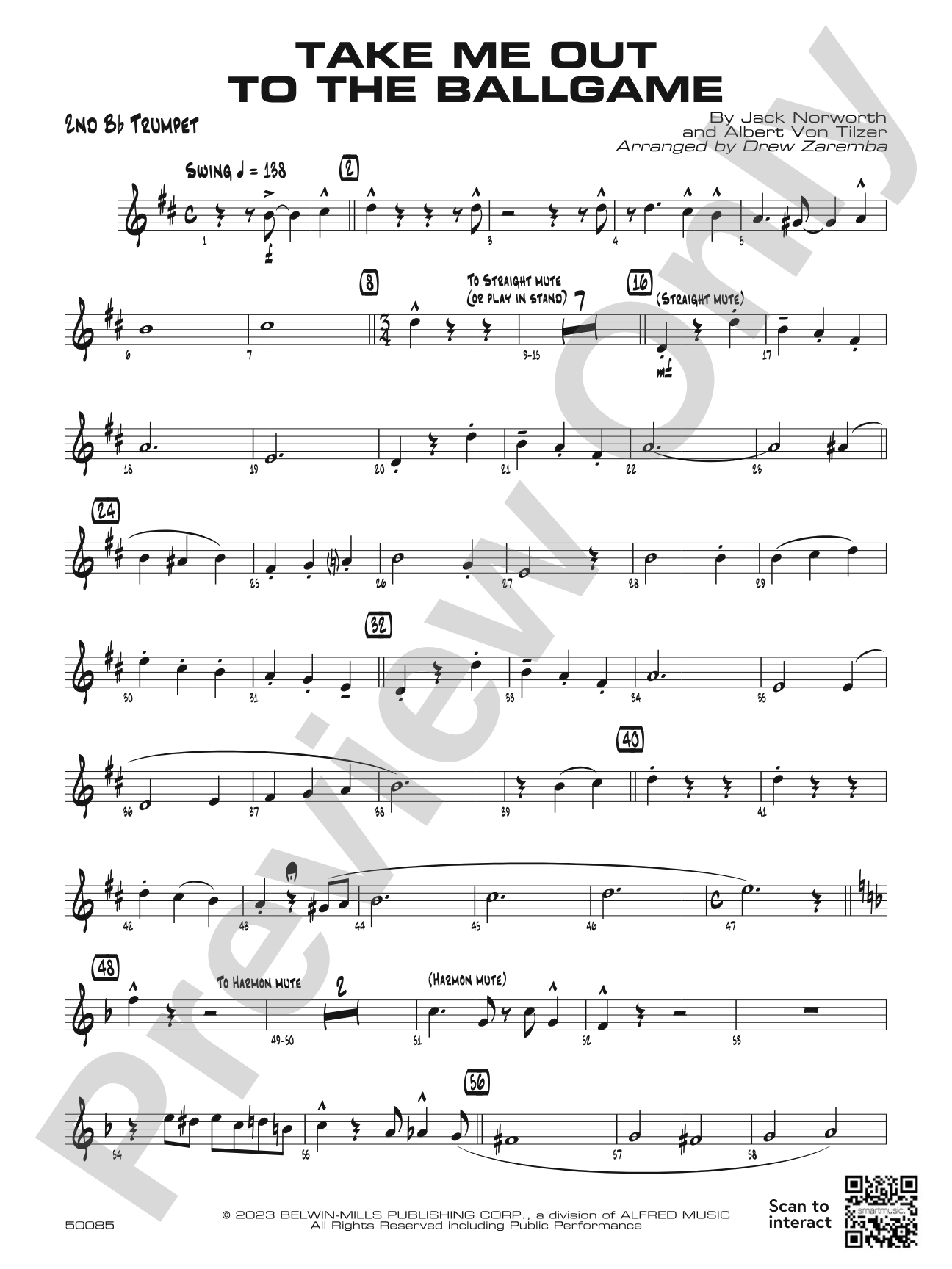 Take Me Out to the Ballgame: 2nd B-flat Trumpet