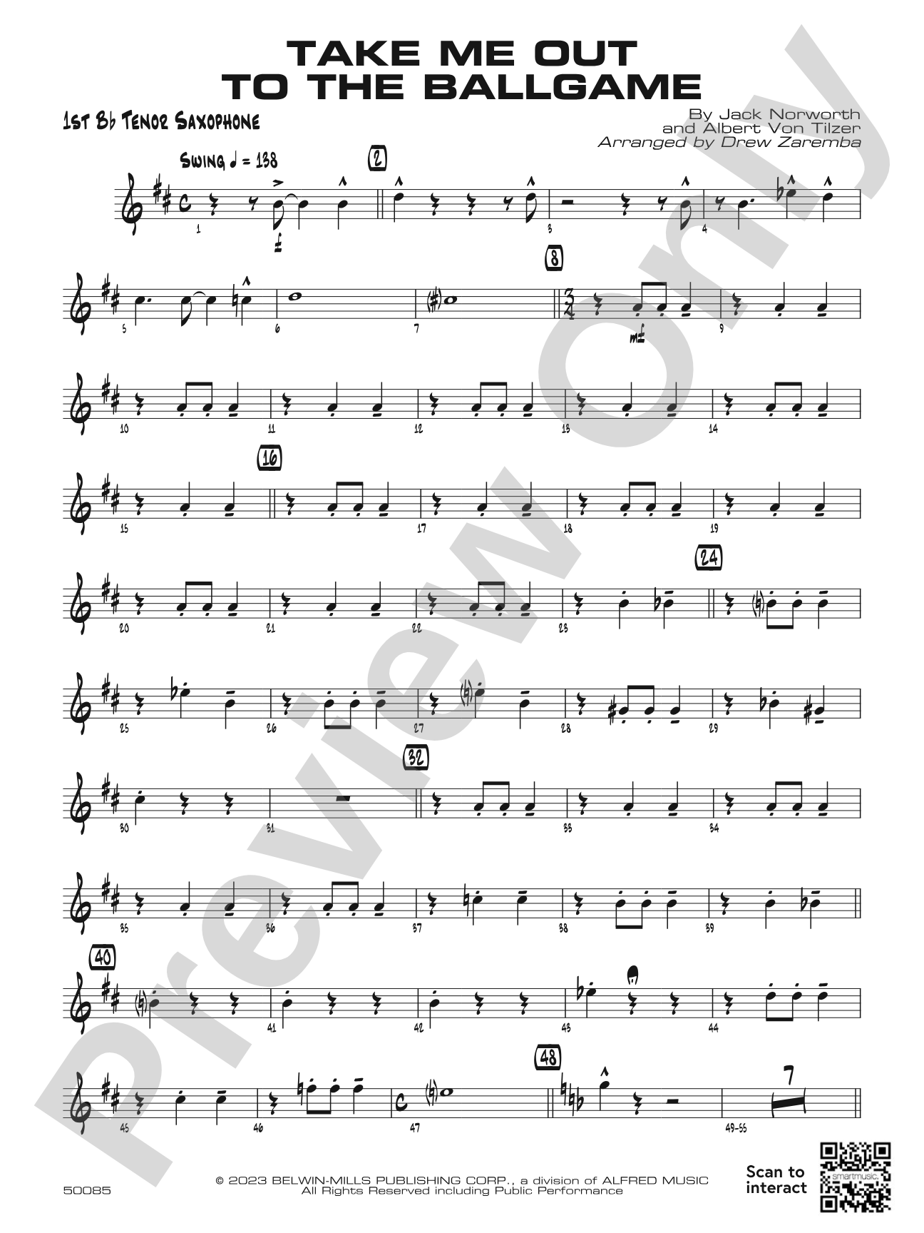 Take Me Out to the Ballgame: B-flat Tenor Saxophone