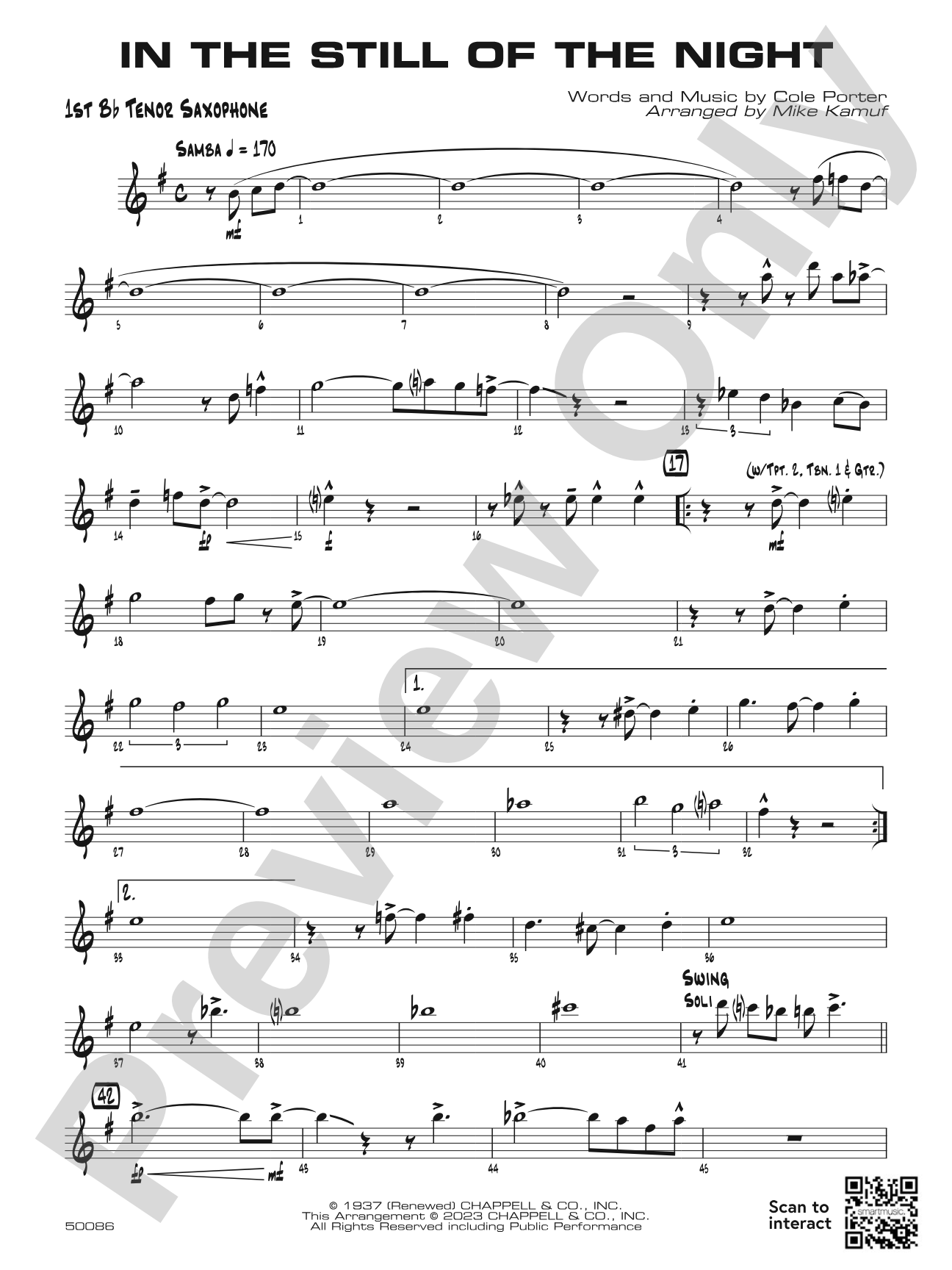 In the Still of the Night: B-flat Tenor Saxophone