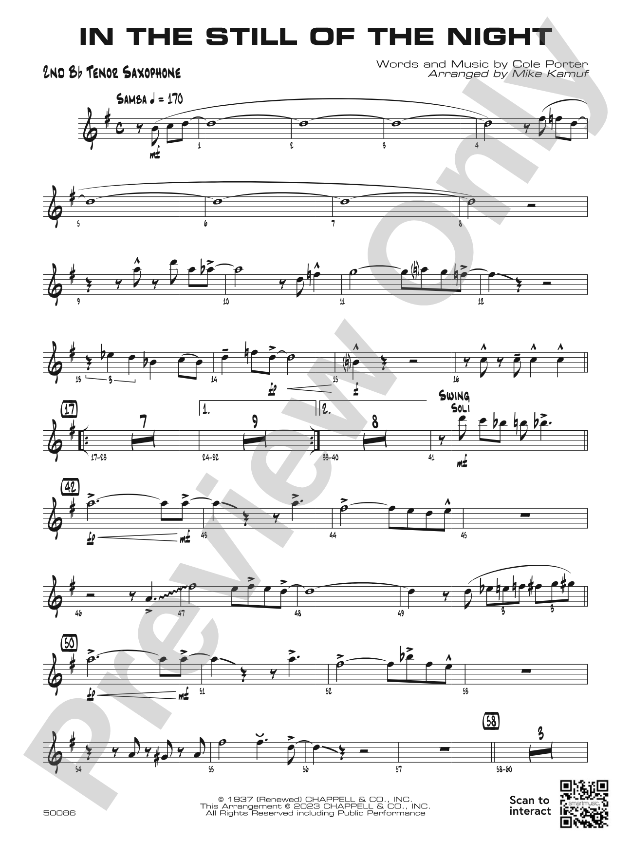 In the Still of the Night: 2nd B-flat Tenor Saxophone