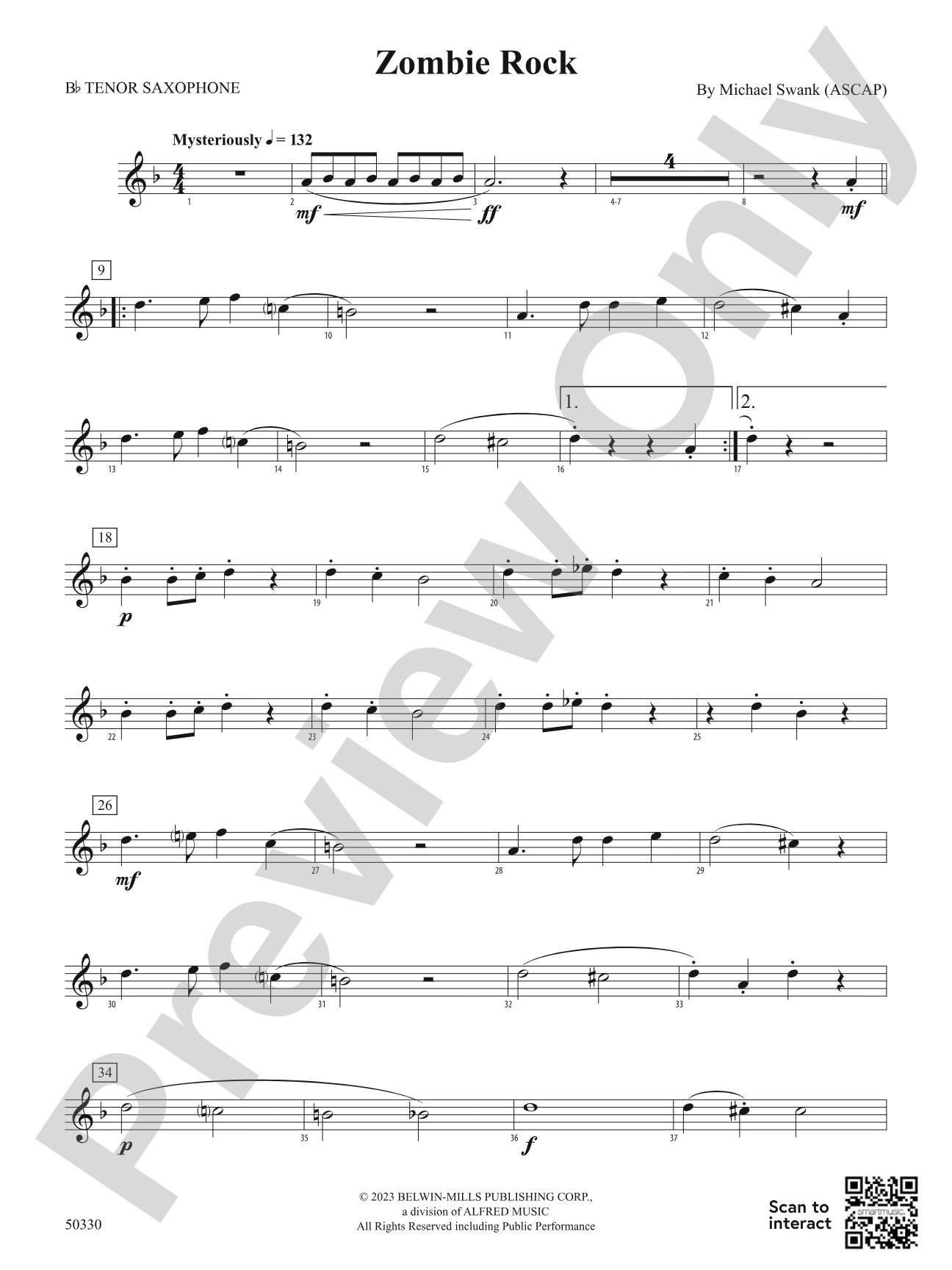 Zombie Rock: B-flat Tenor Saxophone