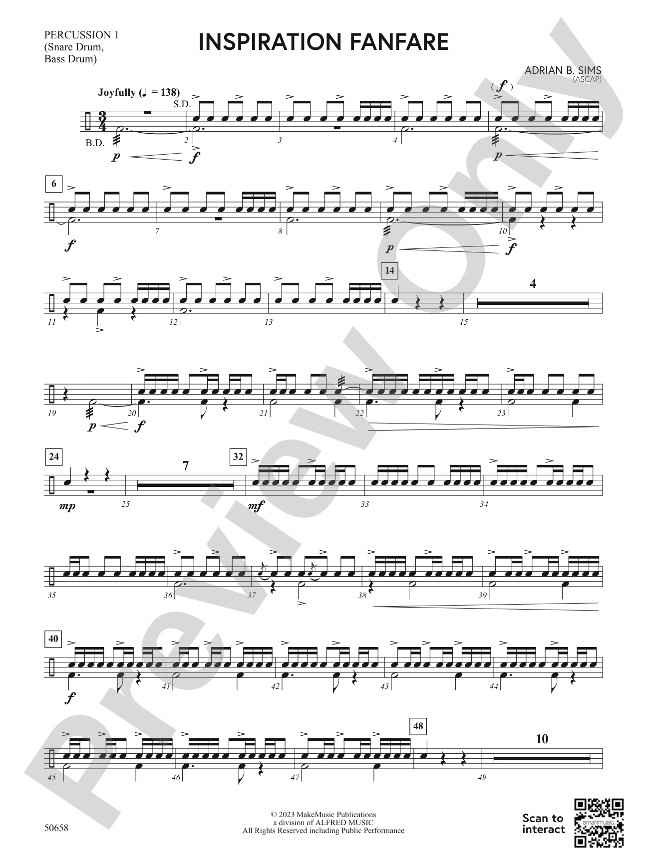 Inspiration Fanfare: 1st Percussion