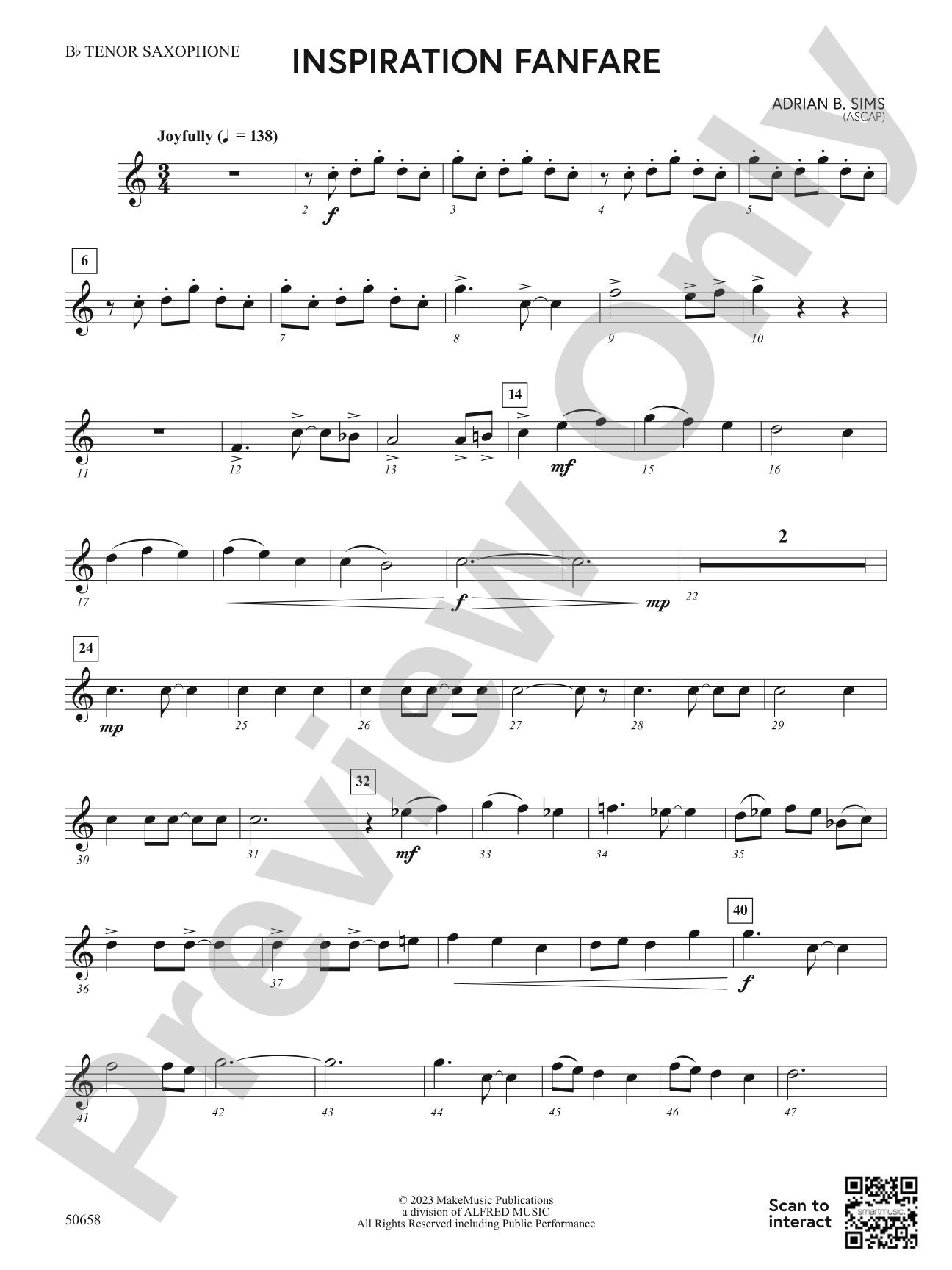 Inspiration Fanfare: B-flat Tenor Saxophone