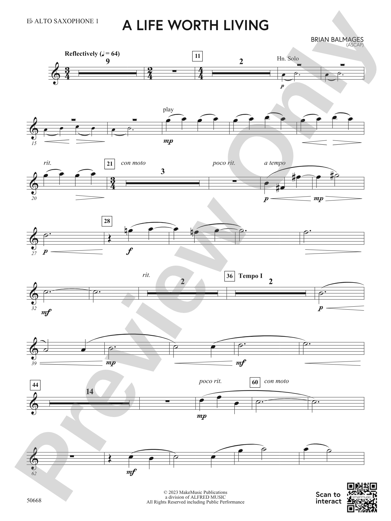 A Life Worth Living: E-flat Alto Saxophone
