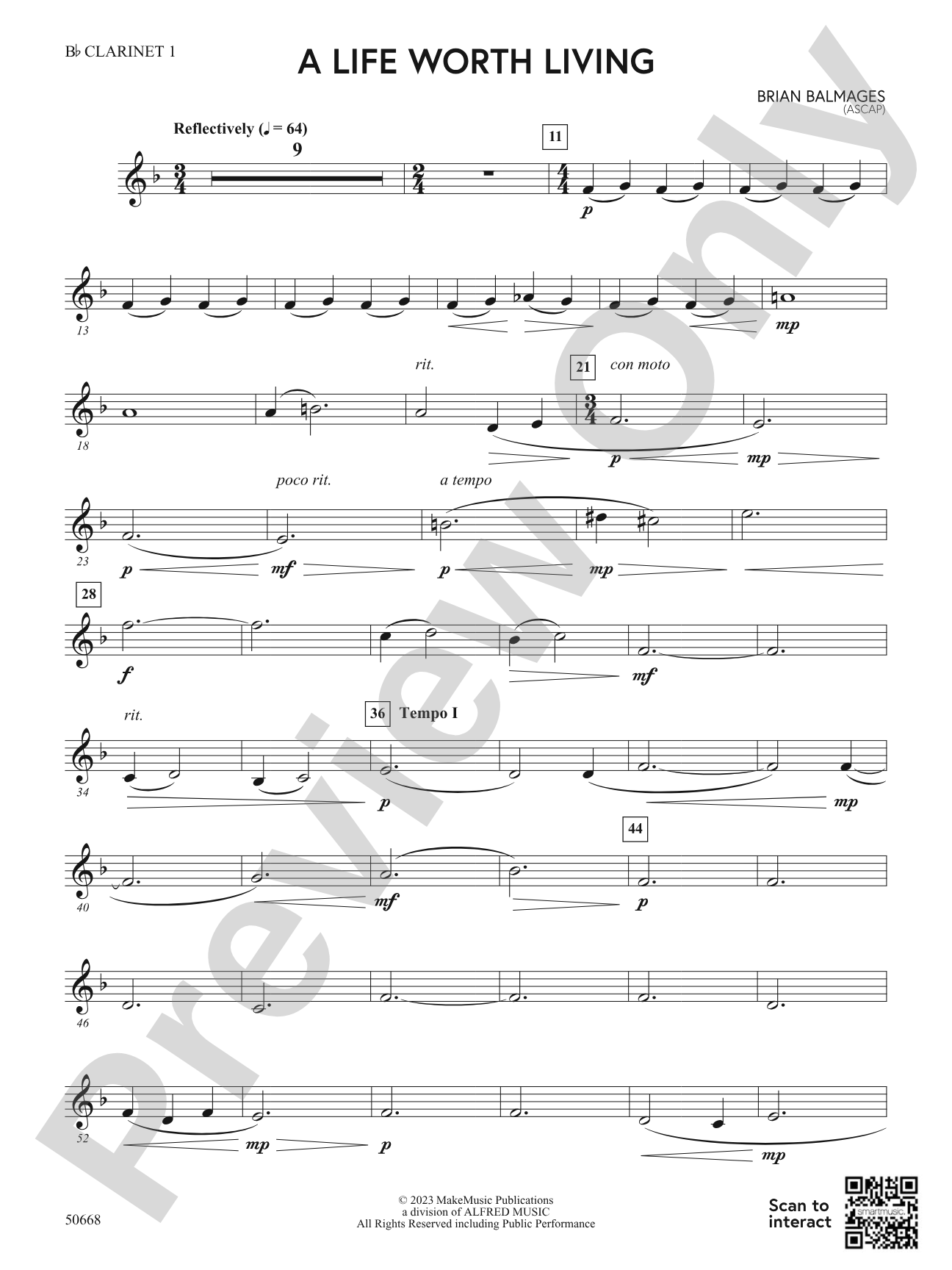 A Life Worth Living: 1st B-flat Clarinet