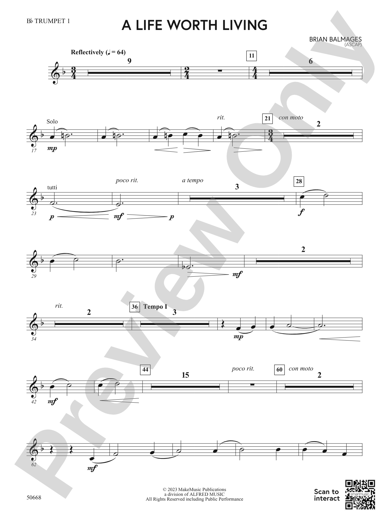 A Life Worth Living: 1st B-flat Trumpet