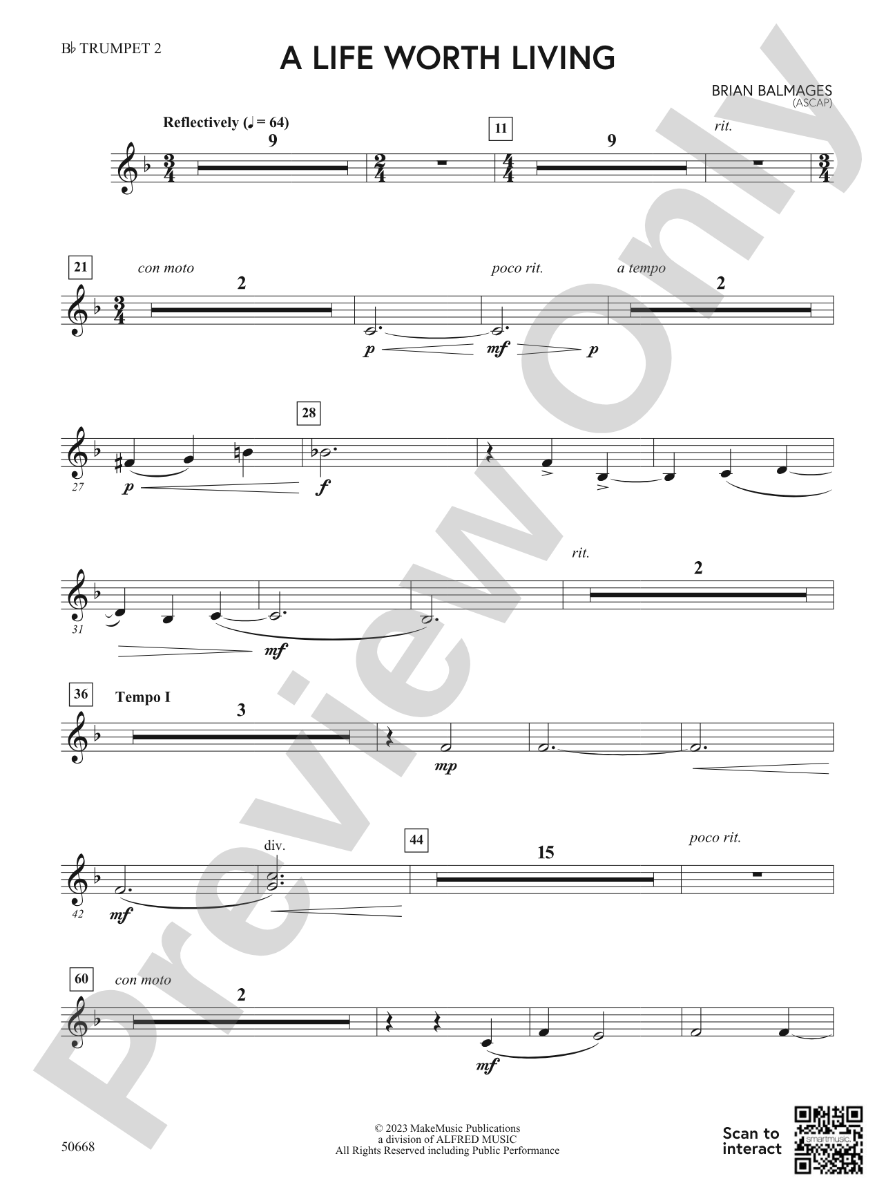 A Life Worth Living: 2nd B-flat Trumpet