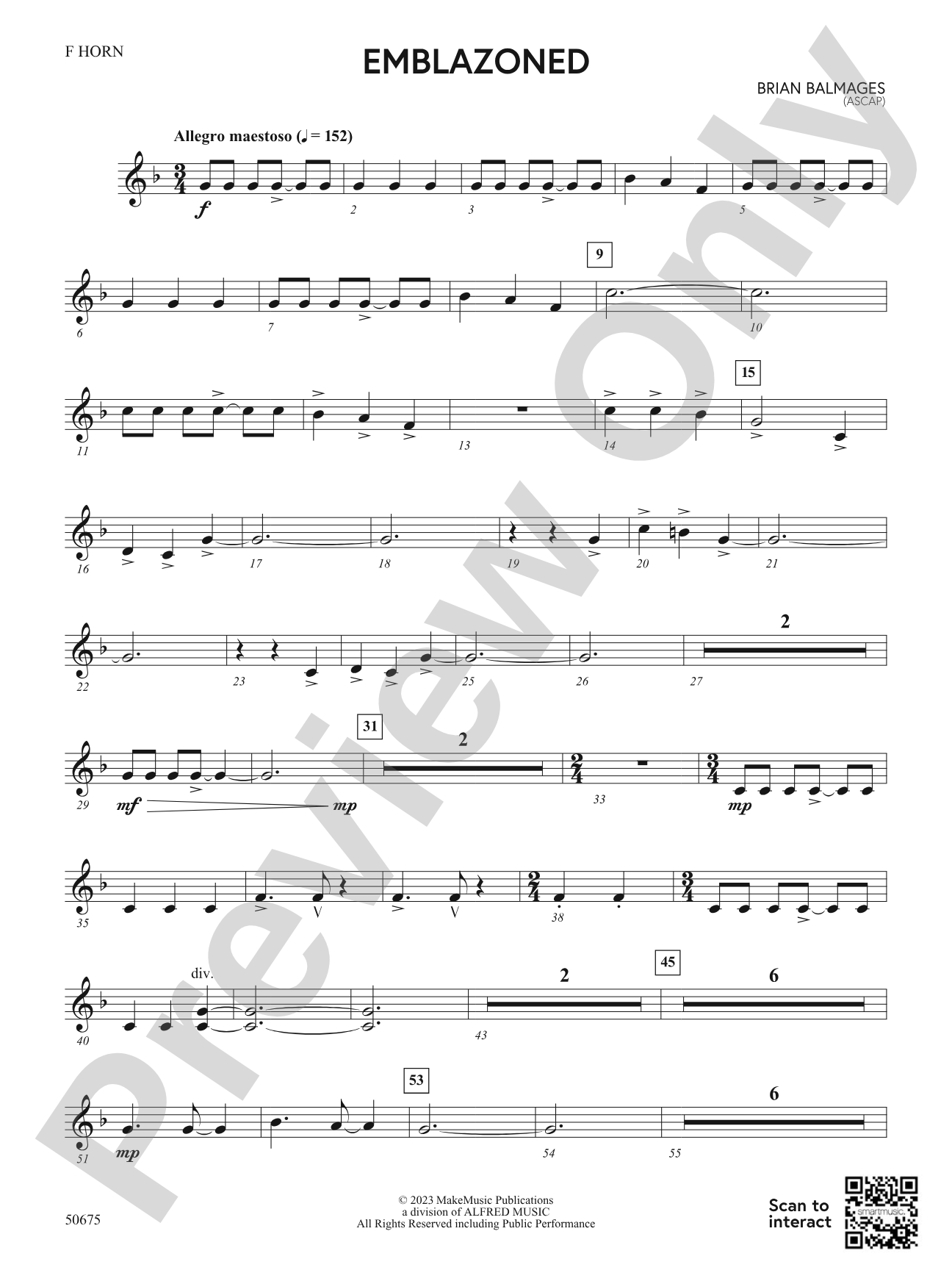 Emblazoned: 1st F Horn