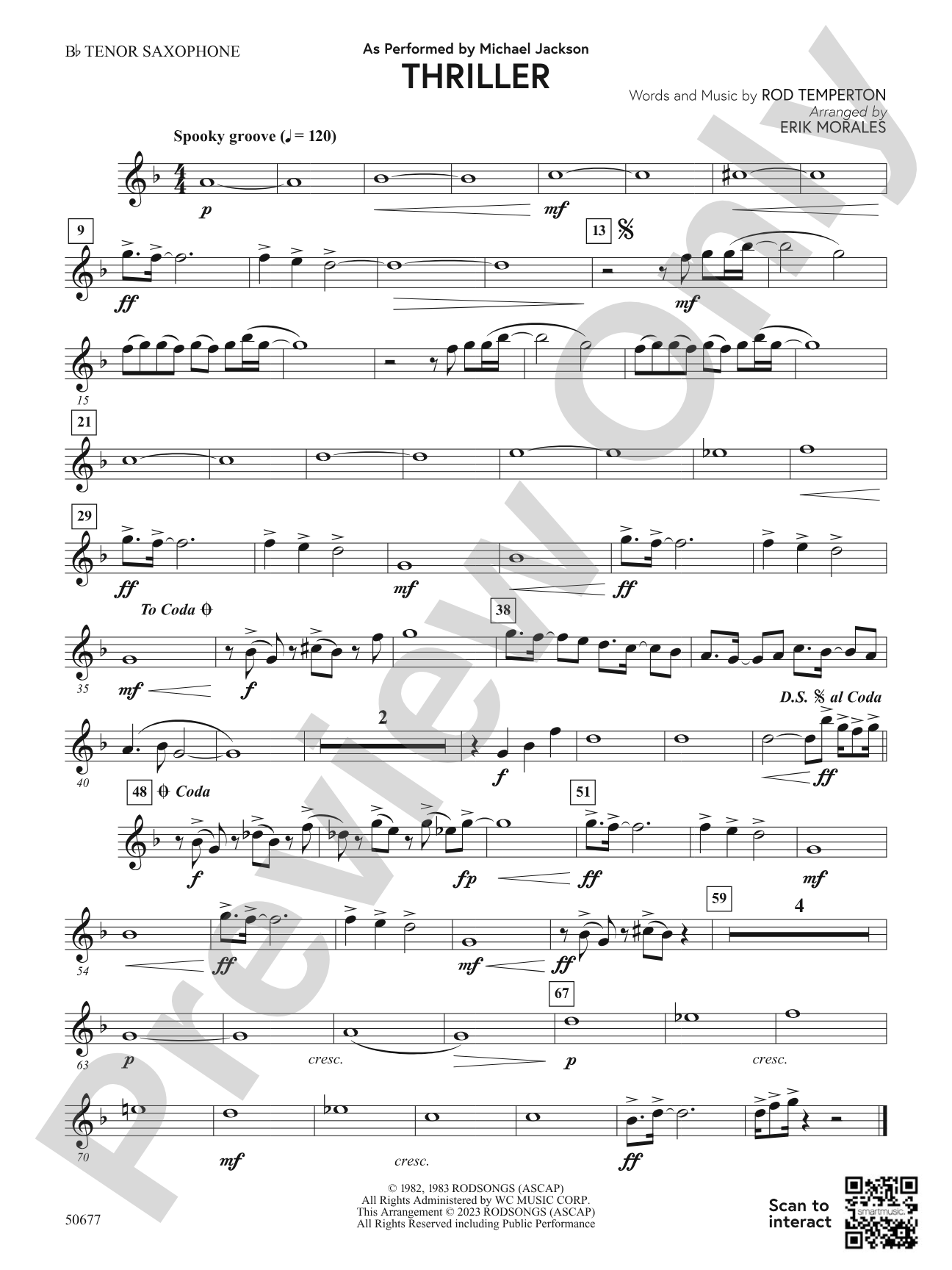 Thriller: B-flat Tenor Saxophone