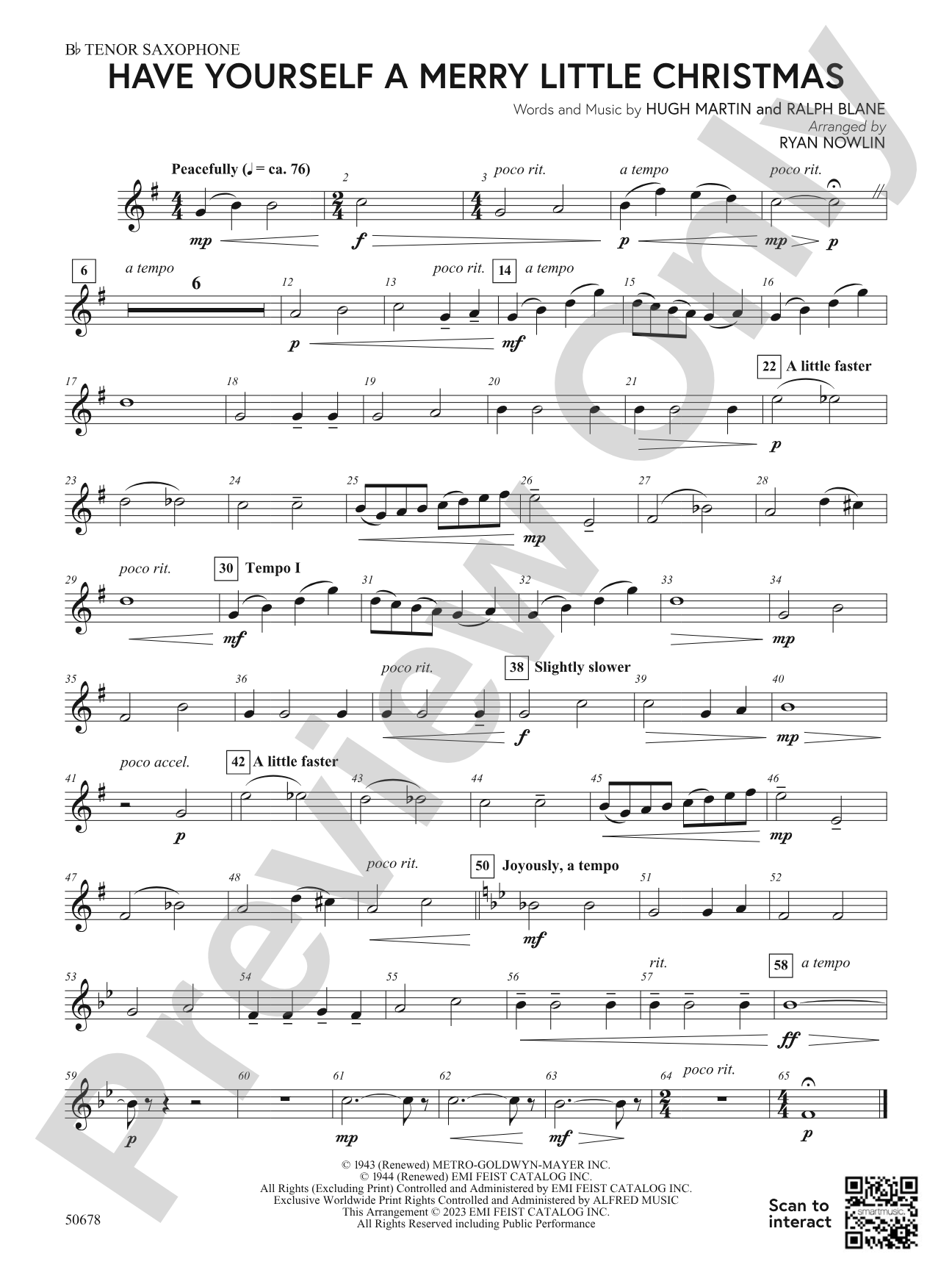 Have Yourself a Merry Little Christmas: B-flat Tenor Saxophone