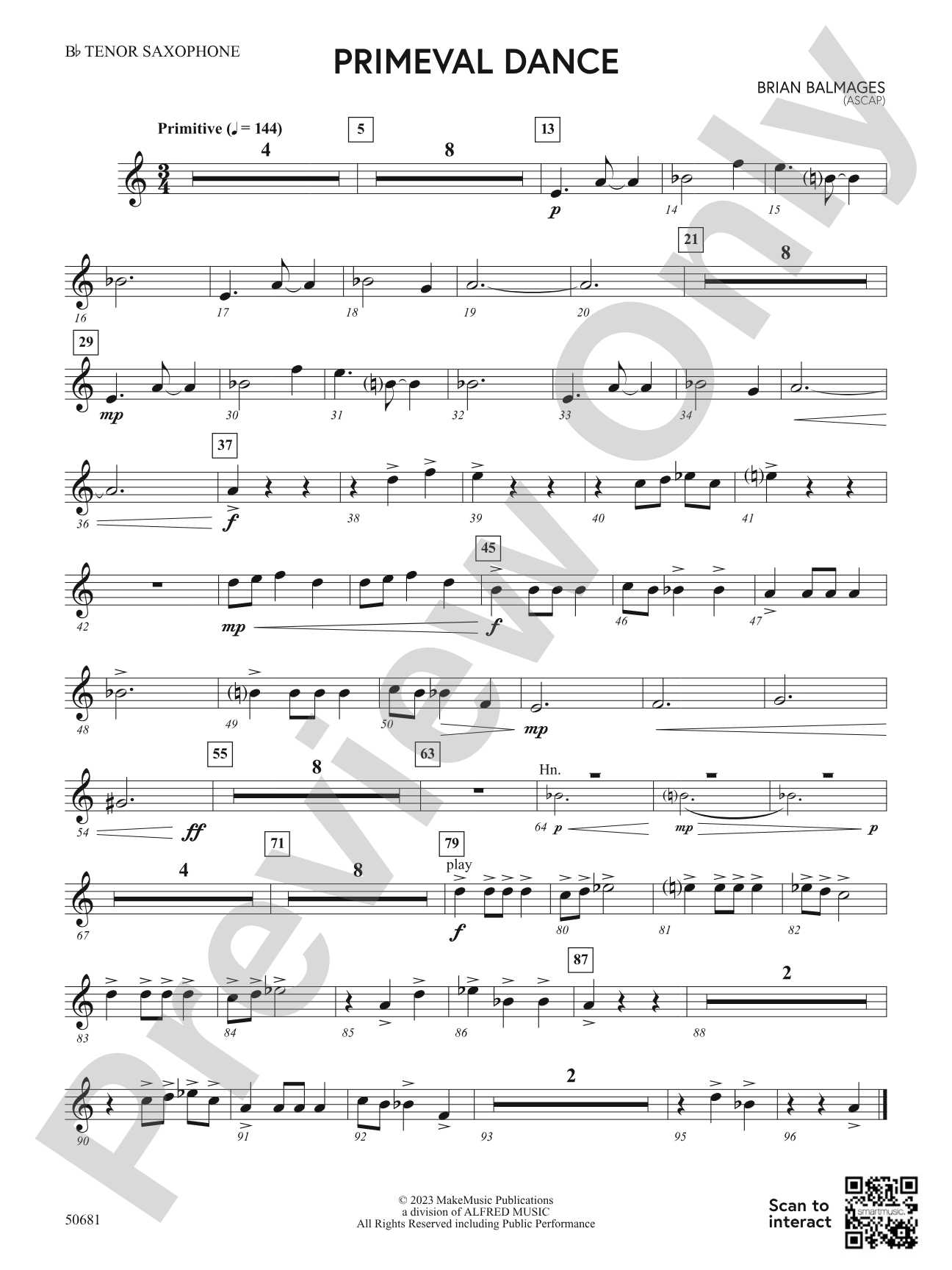 Primeval Dance: B-flat Tenor Saxophone