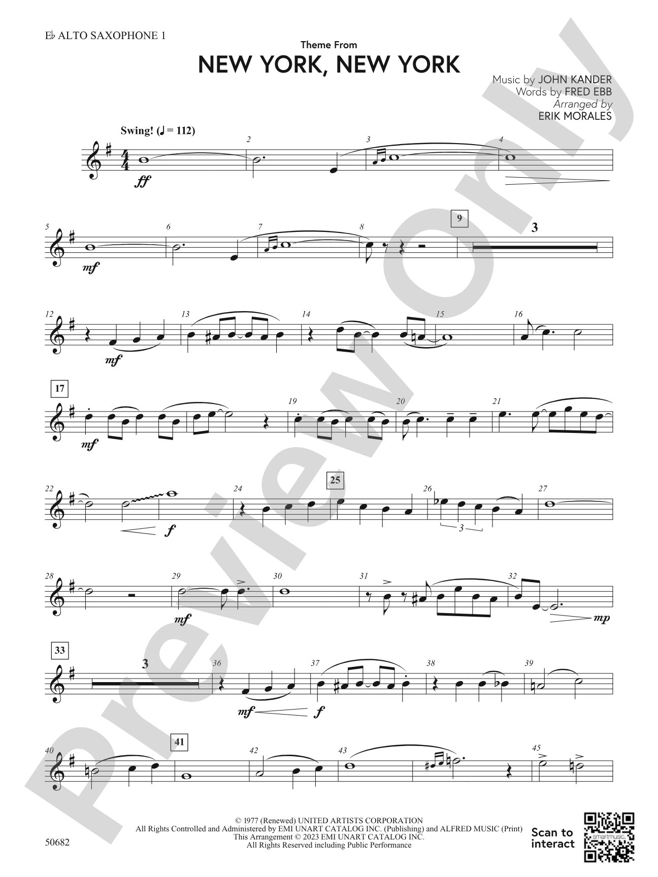 Theme from New York, New York: E-flat Alto Saxophone