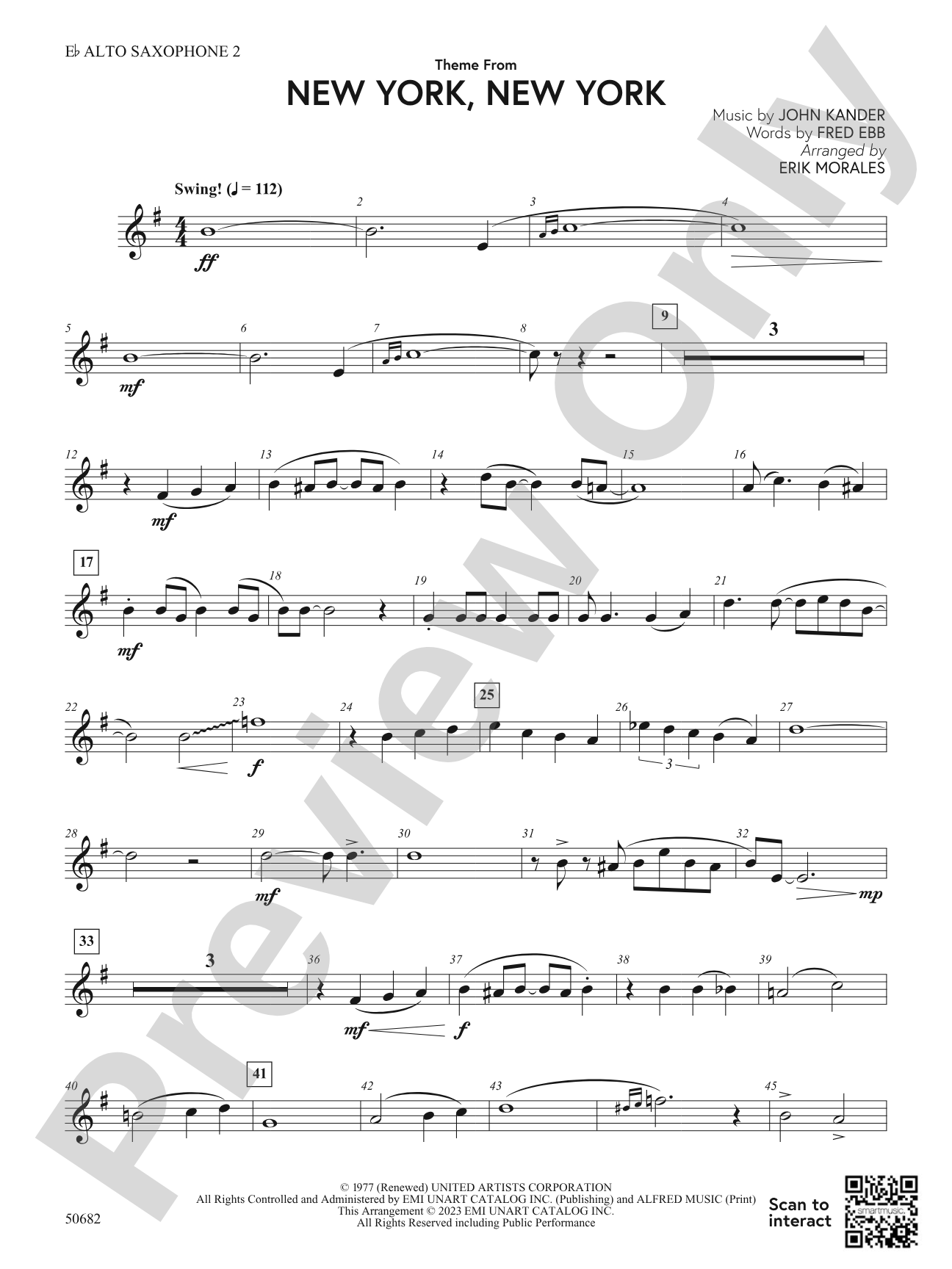 Theme from New York, New York: 2nd E-flat Alto Saxophone