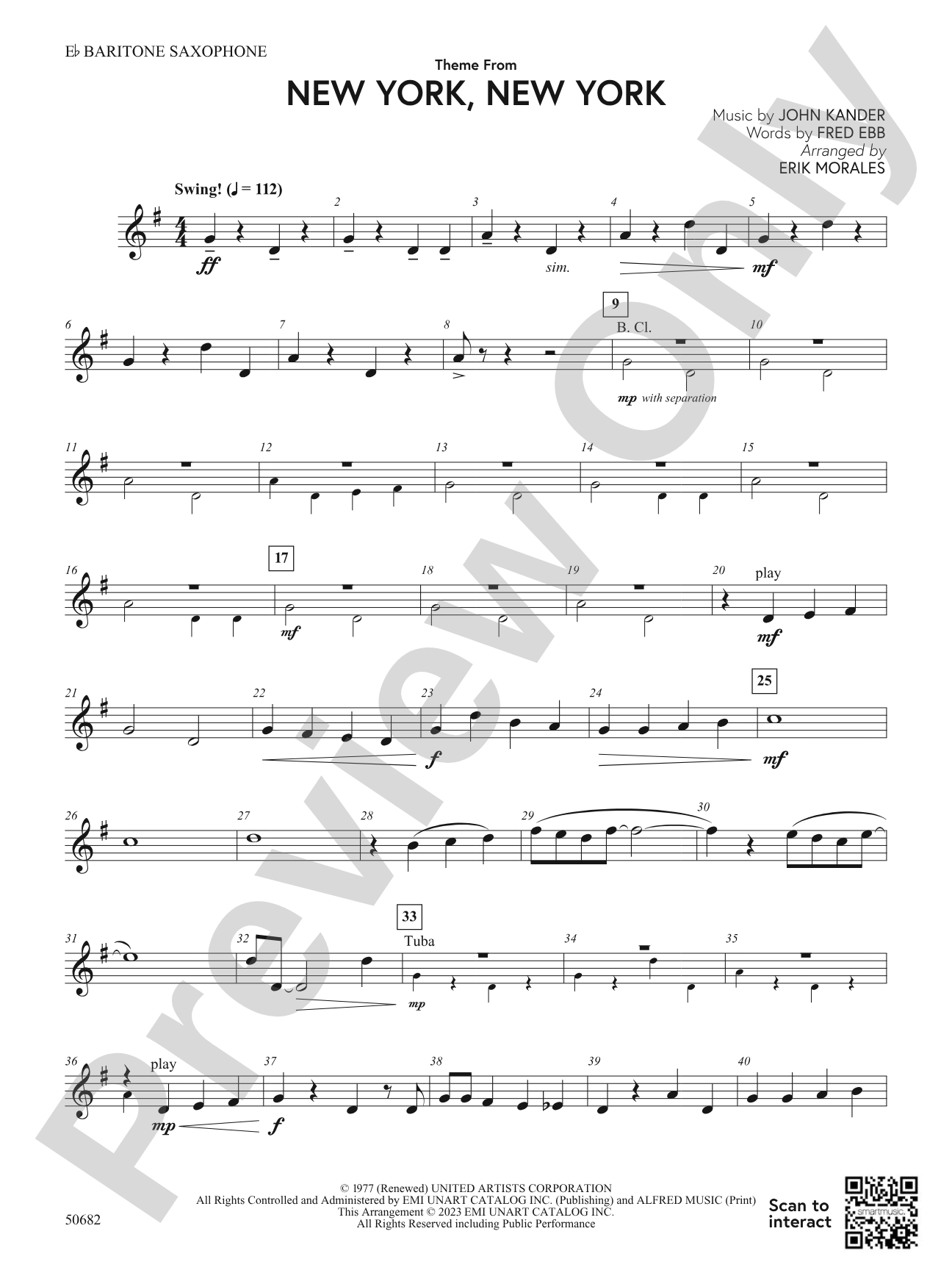 Theme from New York, New York: E-flat Baritone Saxophone