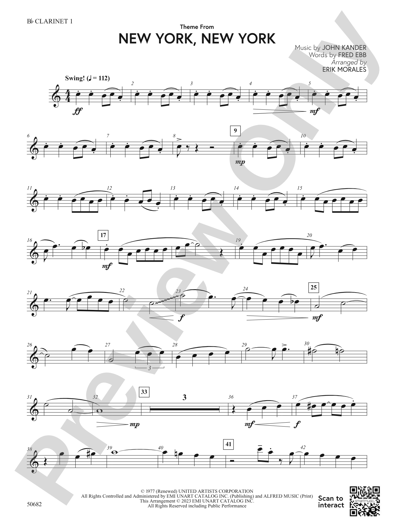 Theme from New York, New York: 1st B-flat Clarinet