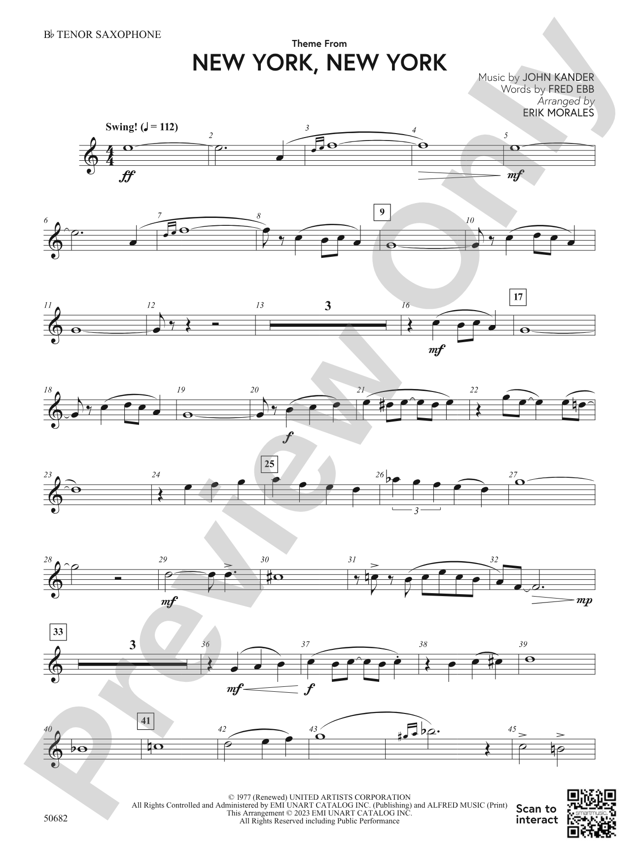 Theme from New York, New York: B-flat Tenor Saxophone