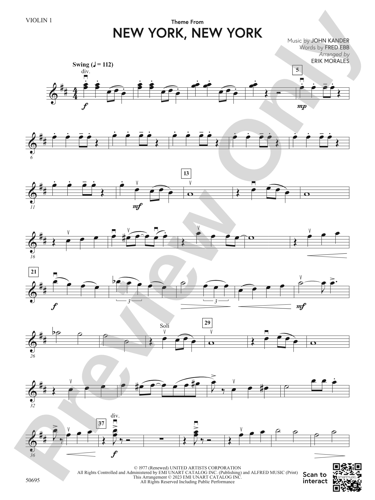 Theme from New York, New York: 1st Violin