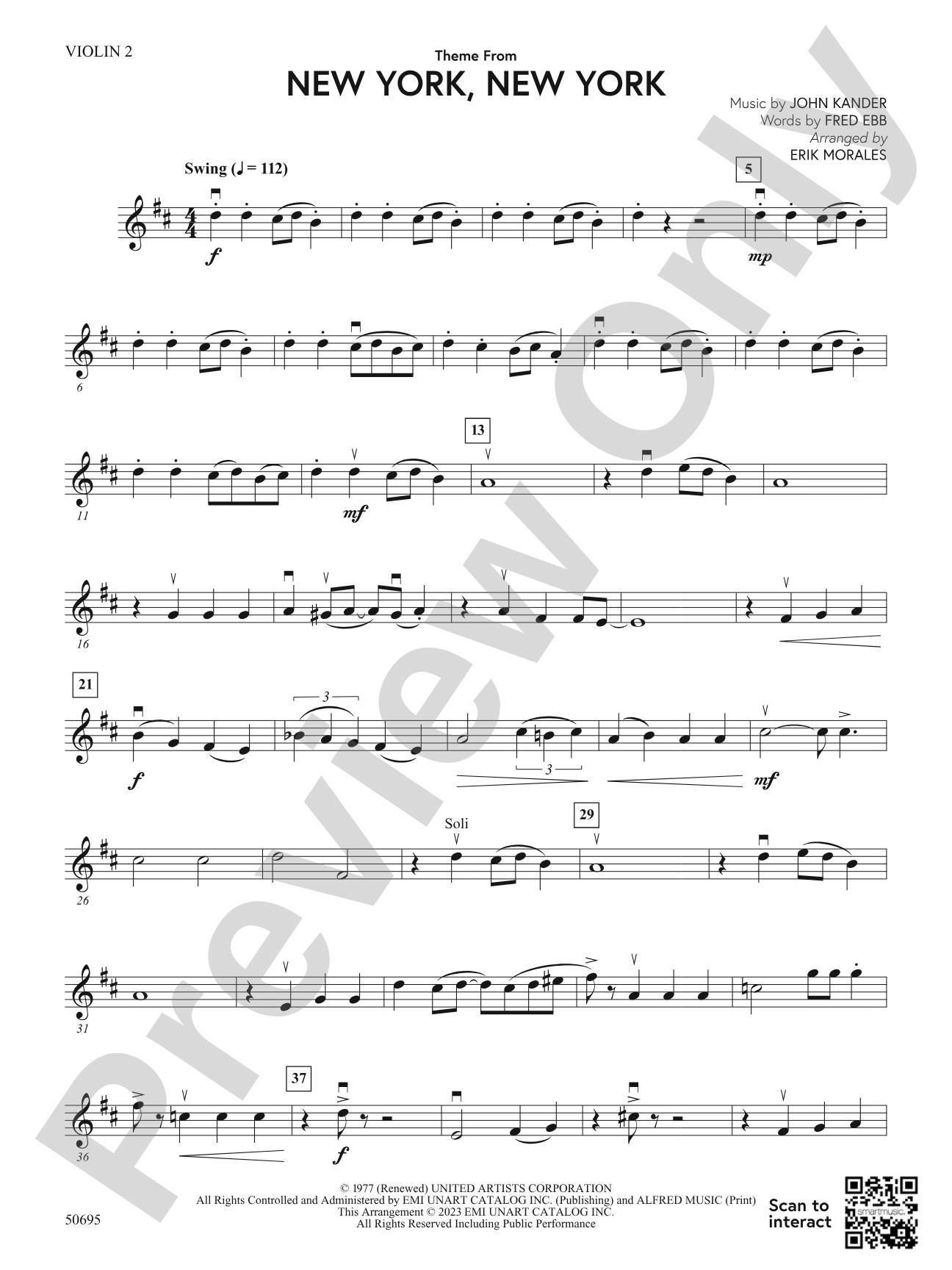 Theme from New York, New York: 2nd Violin
