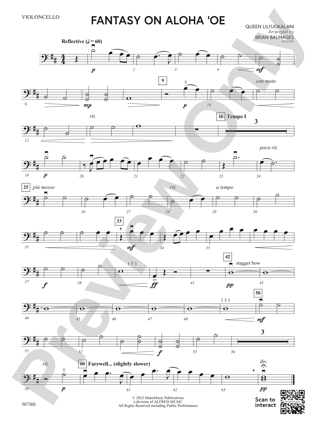 Fantasy on Aloha 'Oe: Cello