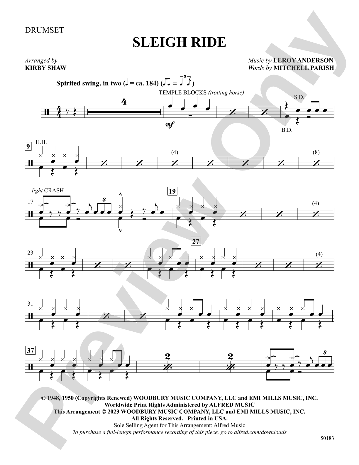 Sleigh Ride: Drums: Choral SoundPax