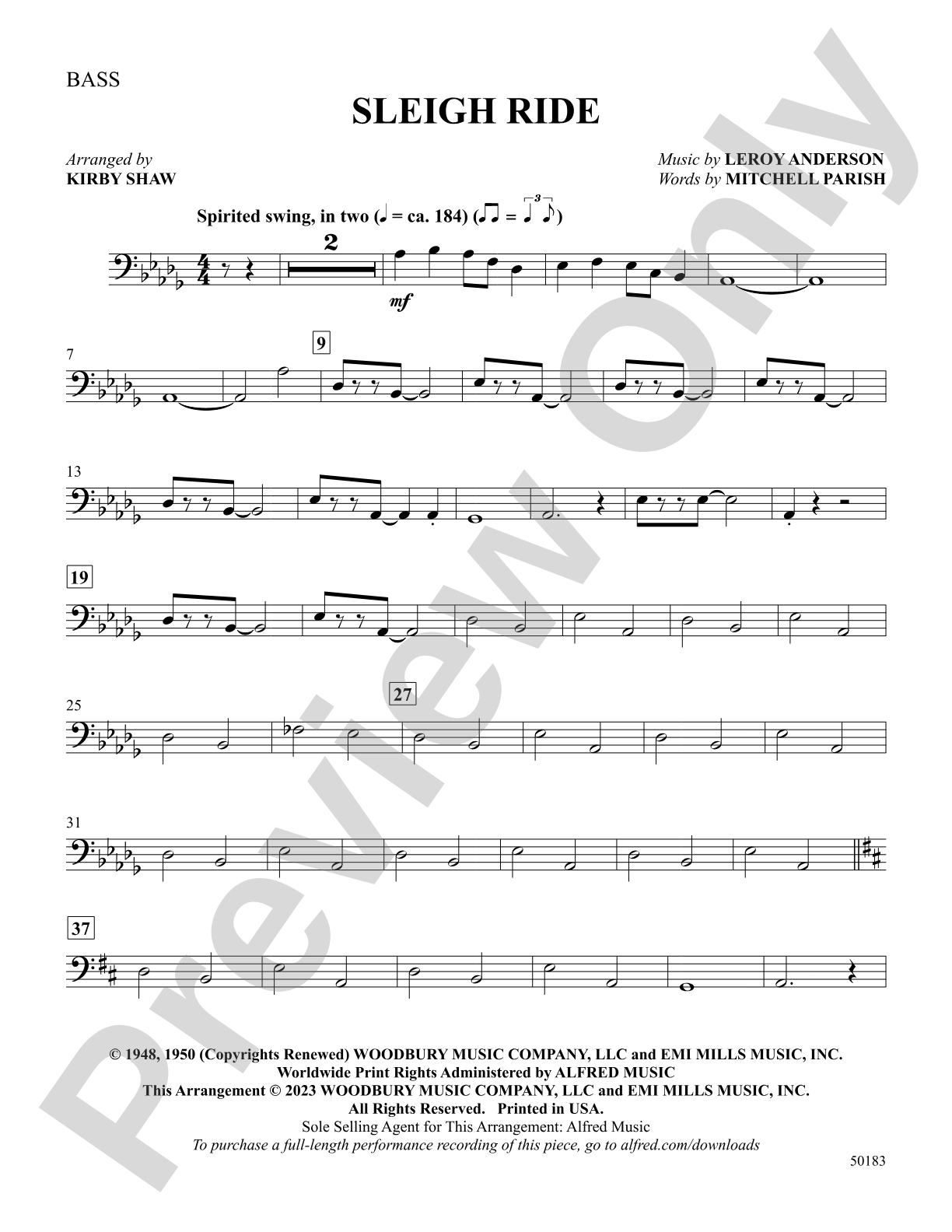 Sleigh Ride: String Bass: Choral SoundPax