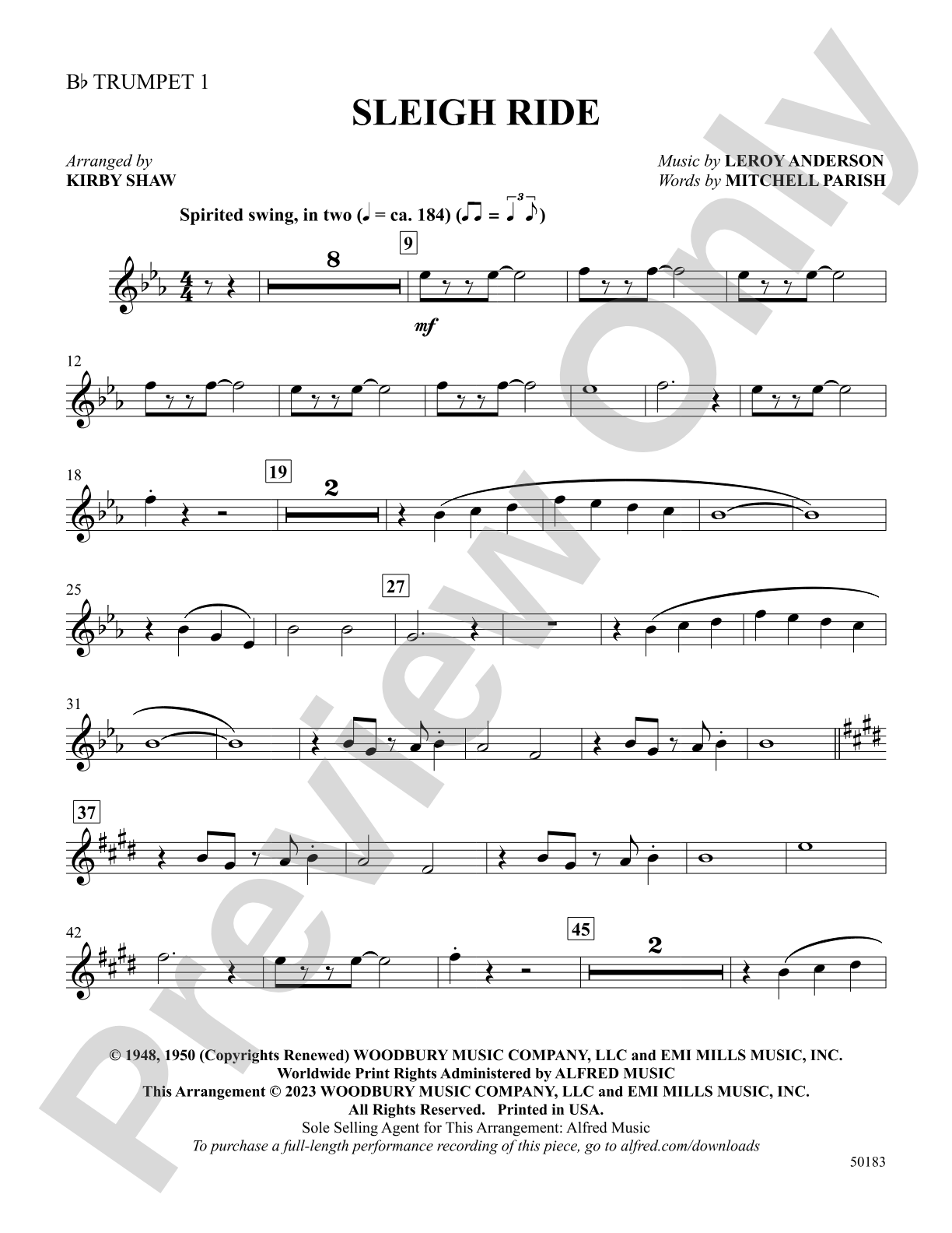 Sleigh Ride: 1st B-flat Trumpet: Choral SoundPax