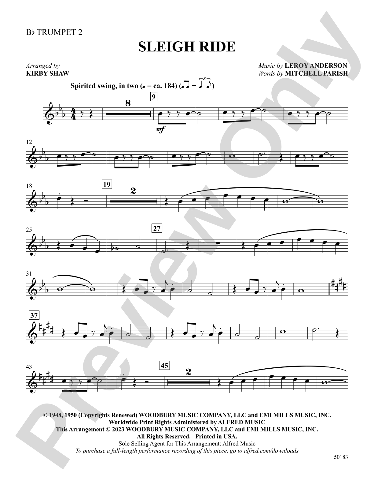 Sleigh Ride: 2nd B-flat Trumpet: Choral SoundPax