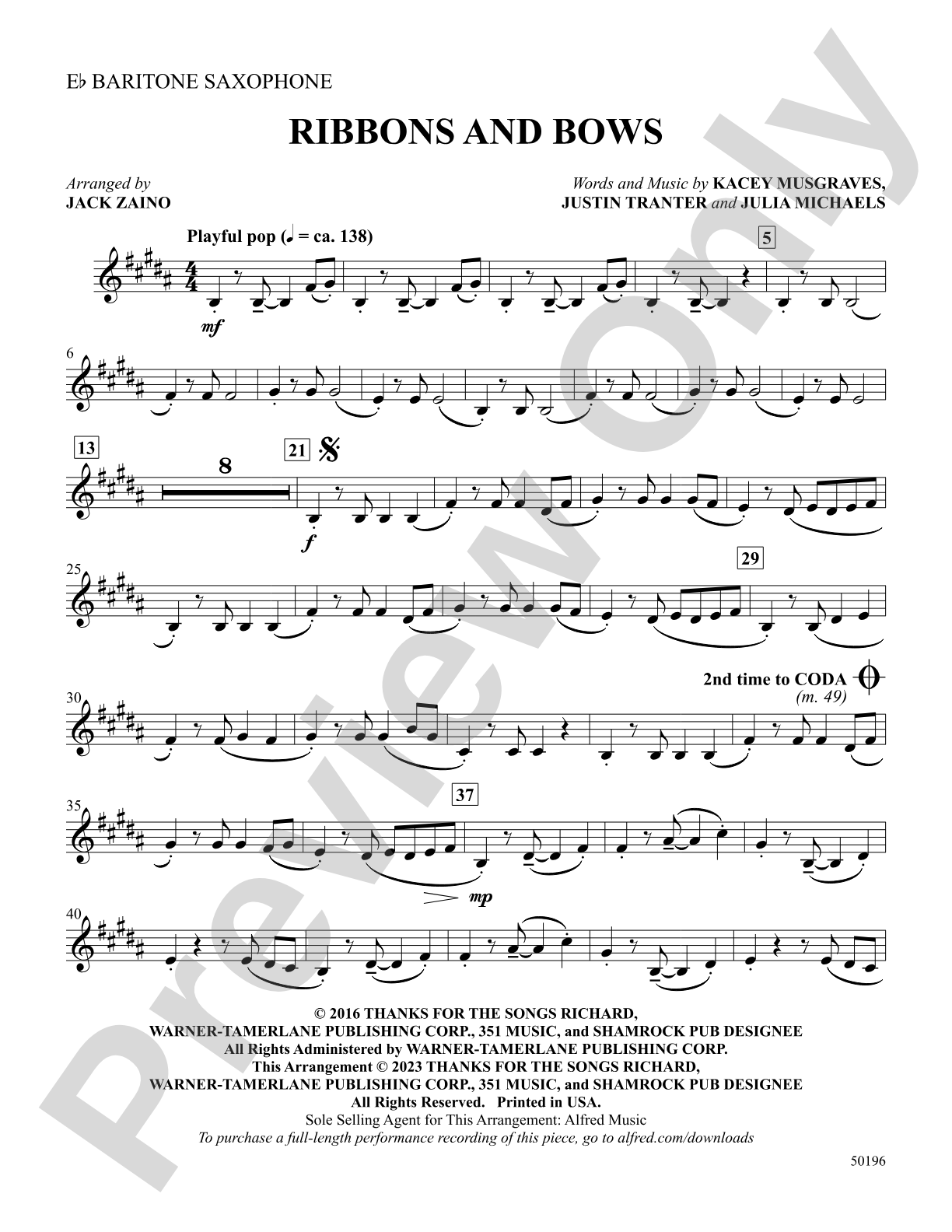 Ribbons and Bows: E-flat Baritone Saxophone