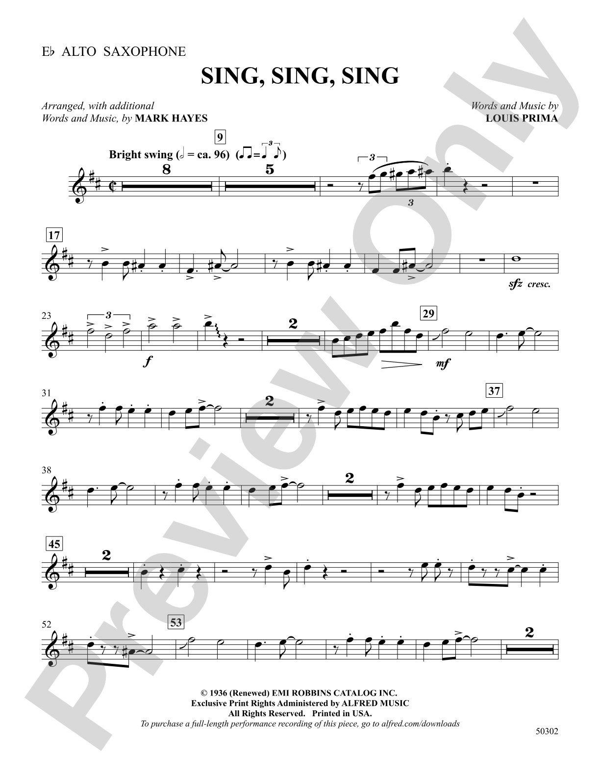 Sing, Sing, Sing: E-flat Alto Saxophone
