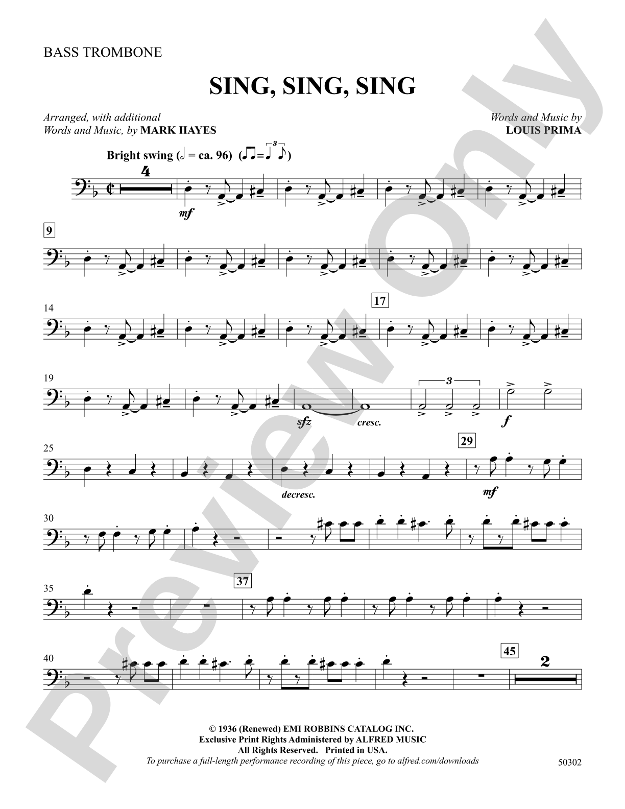 Sing, Sing, Sing: Bass Trombone